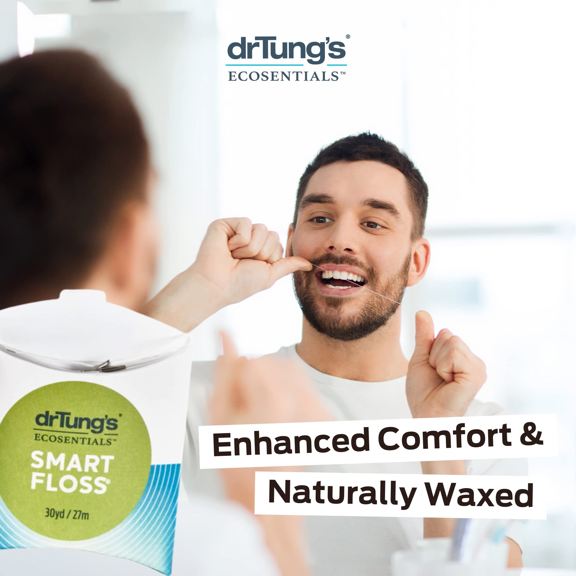 DrTung's Smart Floss - Natural PTFE & PFAS Free Dental Floss, Gentle on Gums, Expands & Stretches, BPA Free - Cardamom Flavor (Pack of 2) for Sensitive Teeth & Braces Care | Perfect for Travel & Daily Oral Hygiene