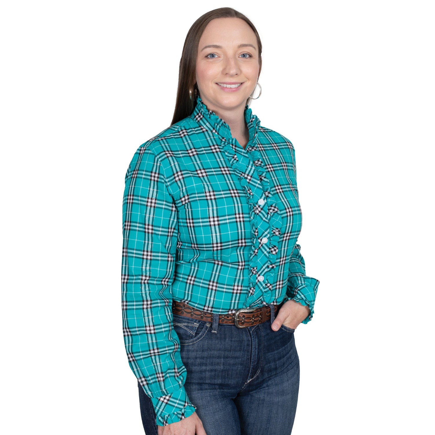 Just Country Women's Abbey Frills Full Button Work Shirt - Stylish Casual & Office Wear for Everyday Comfort