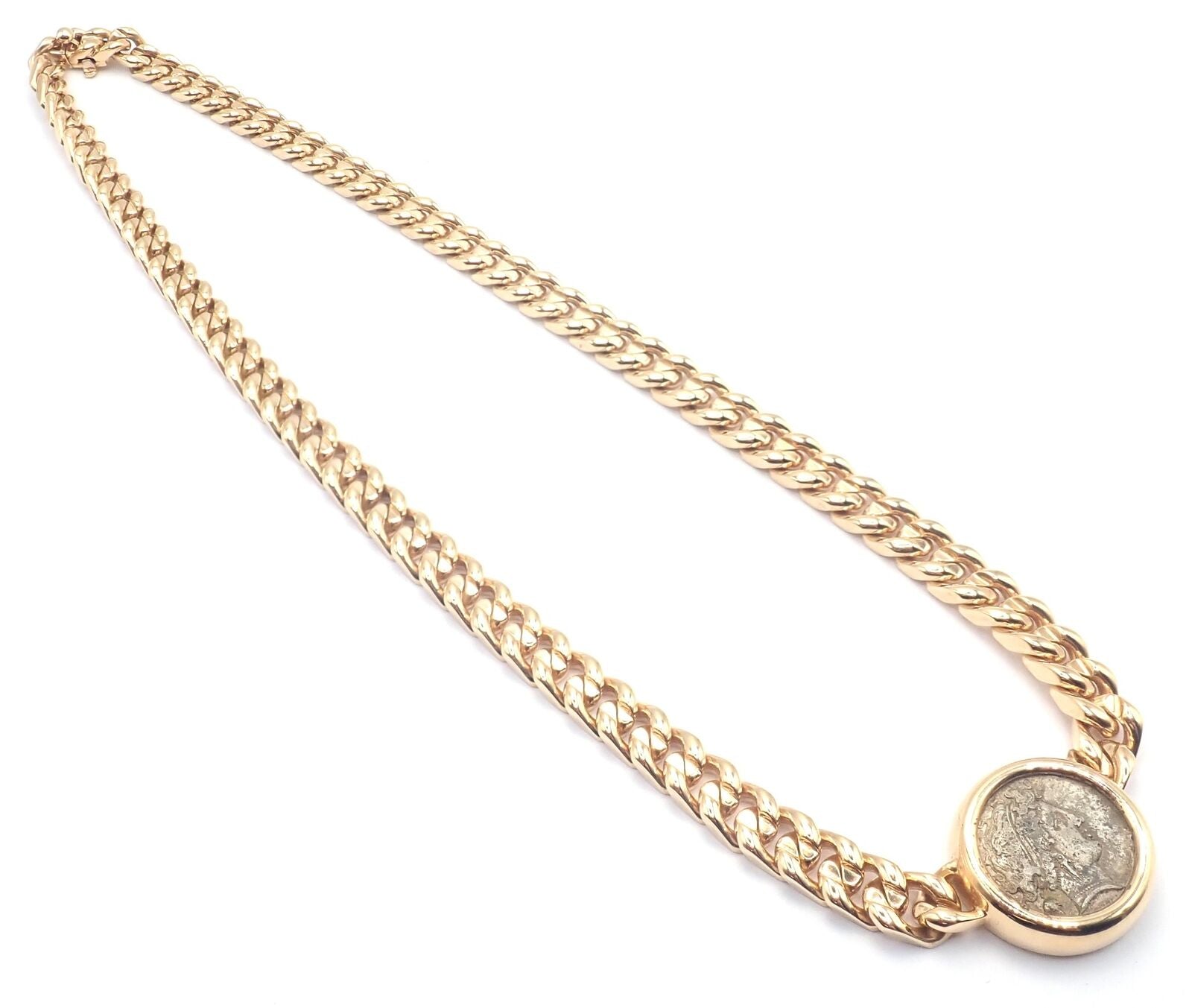 Authentic Bvlgari 18K Yellow Gold Monete Coin Link Necklace - Vintage Luxury Jewelry for Women - Perfect for Special Occasions & Gift Giving