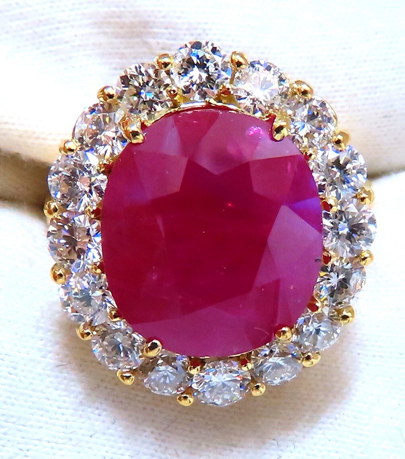 GIA Certified 11.90 Carat Natural Ruby Diamond Ring - 18K Gold Classic Halo Engagement Ring for Women - Perfect for Weddings, Anniversaries & Special Occasions