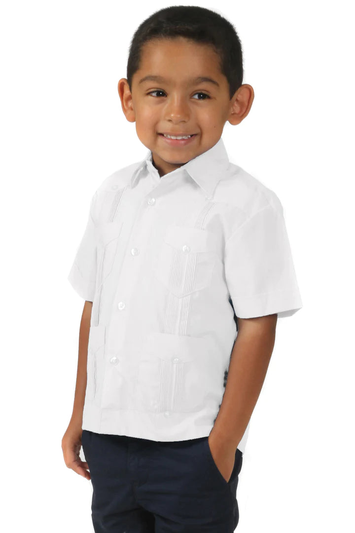 Boys Guayabera Shirt (Style 3765) - Lightweight & Breathable Summer Casual Wear for Kids - Perfect for Parties, Weddings & Family Gatherings