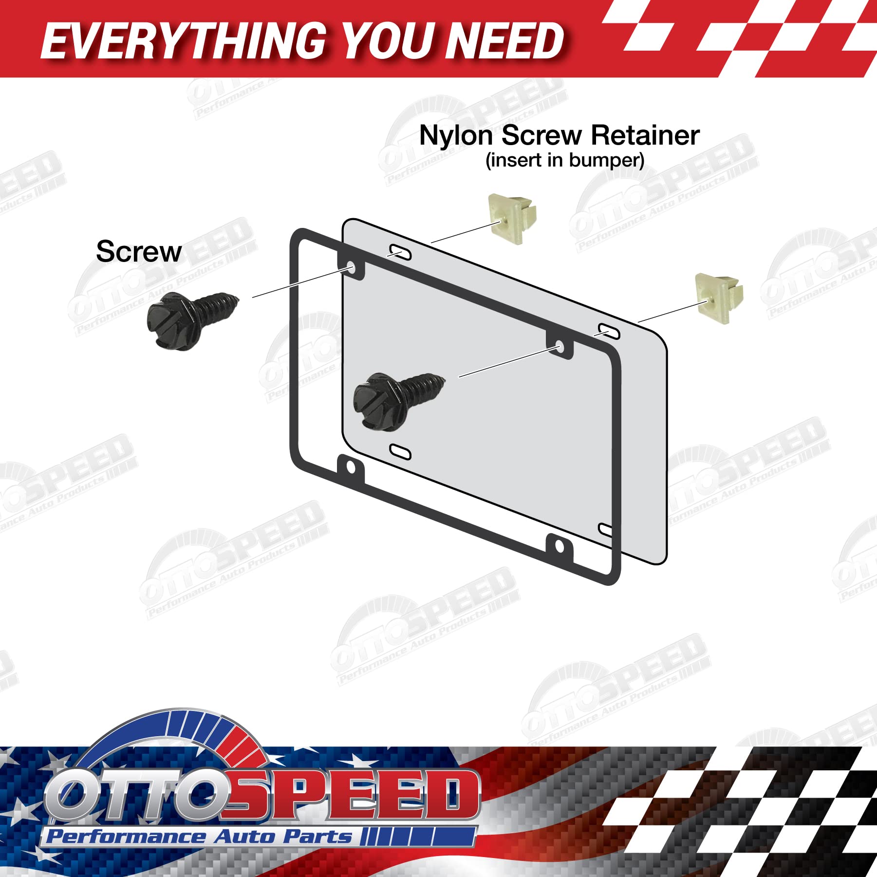 Black License Plate Screw Kit - Rustproof Self-Tapping Bolts for Cars, SUVs & Trucks - Easy Front/Rear Mounting