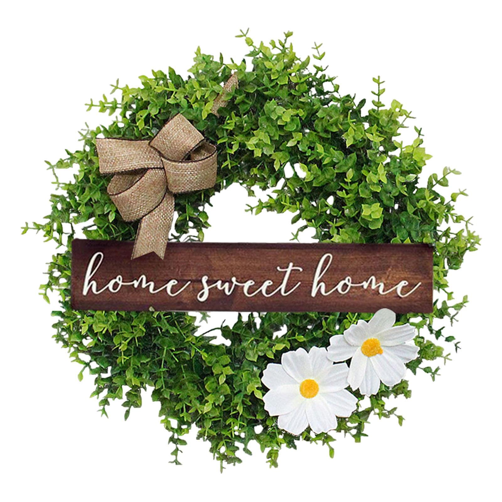 Amagogo Artificial Daisy Leaf Wreath - Realistic Simulation Flower Garland for Wedding, Christmas, Spring & Halloween Decor - Perfect for Front Door, Wall, and Tabletop Decorations