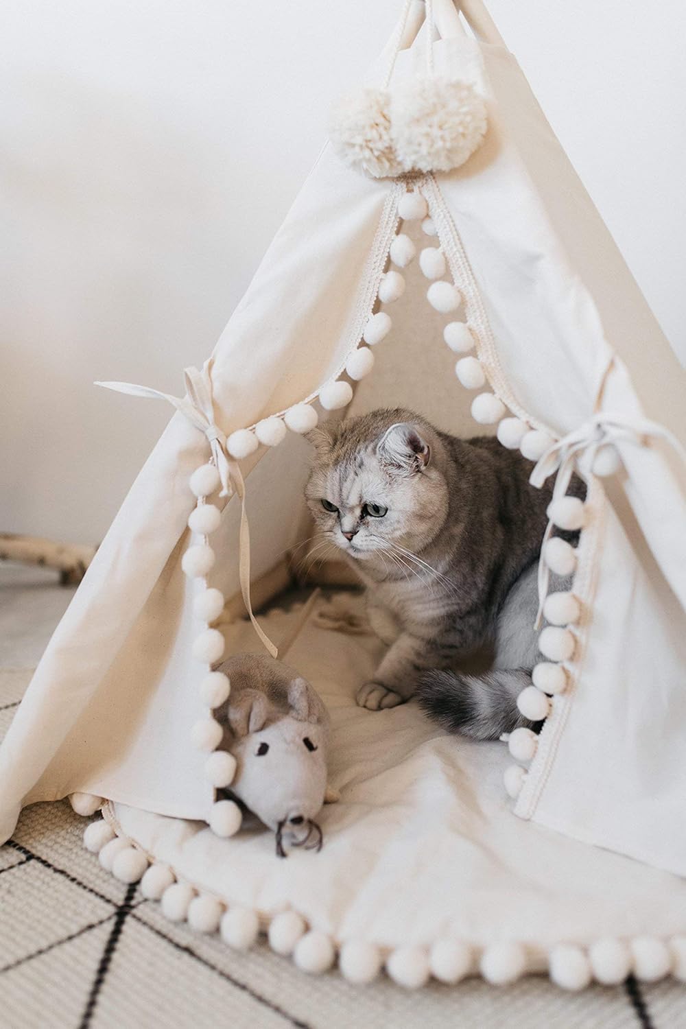 Cozy Cat Igloo House - 100% Cotton Hypoallergenic Pet Bed for Indoor Cats, Small Dogs & Rabbits | Warm Teepee Tent for Winter, Perfect for Living Room & Bedroom