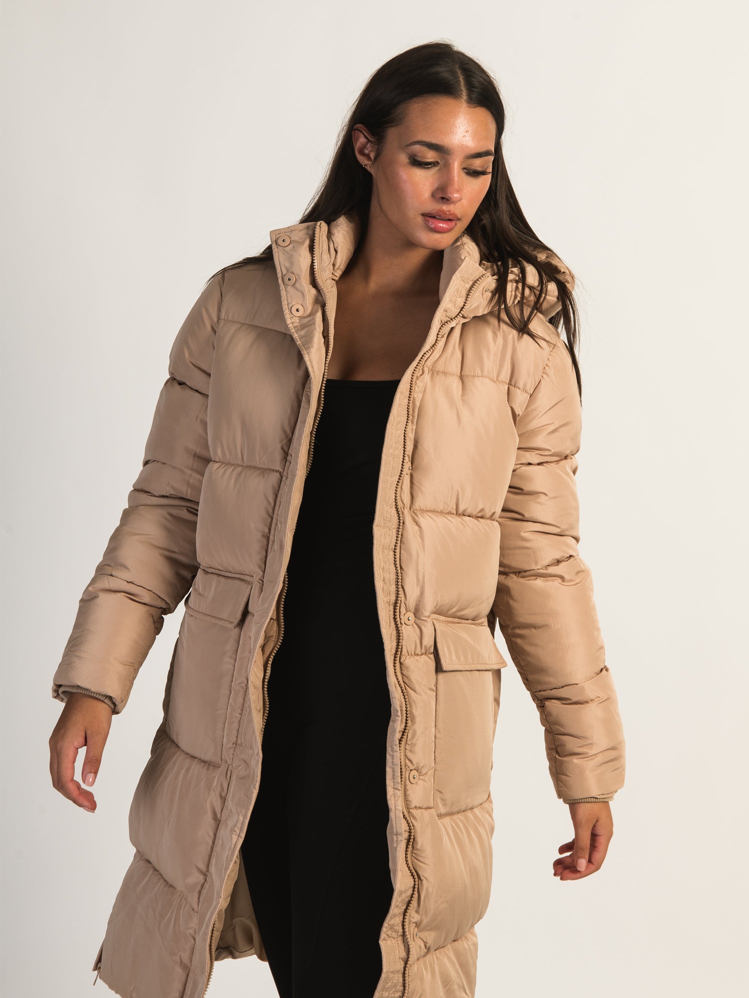 AZALEA WANG STASSI Long Hoodie Puff Jacket for Women - Winter Warm Oversized Coat with Hood | Perfect for Outdoor Activities, Streetwear Fashion & Casual Wear