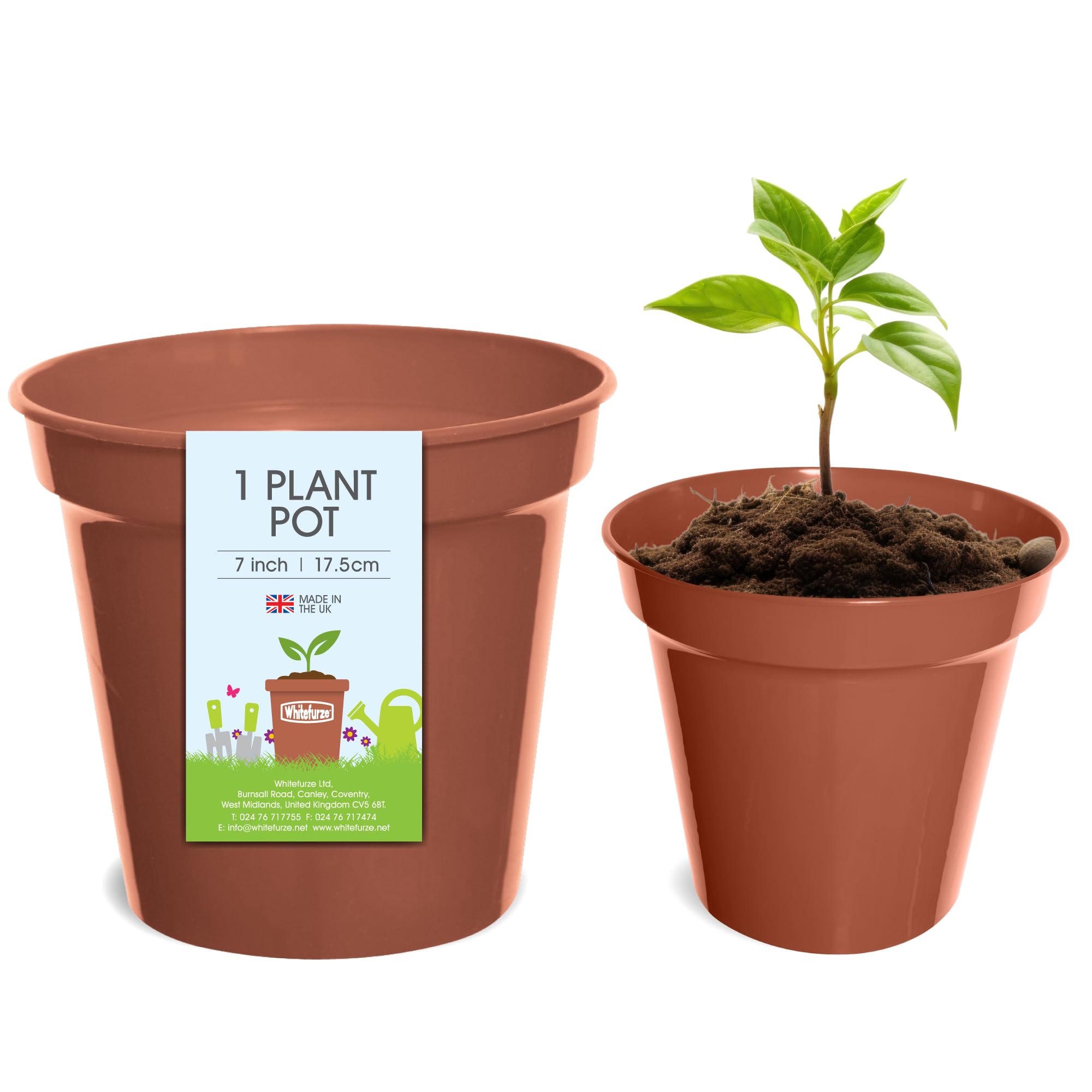 17.5cm Terracotta Garden Pot - Classic Clay Flower Planters for Indoor & Outdoor Plants - Perfect for Succulents, Herbs, and Small Flowers