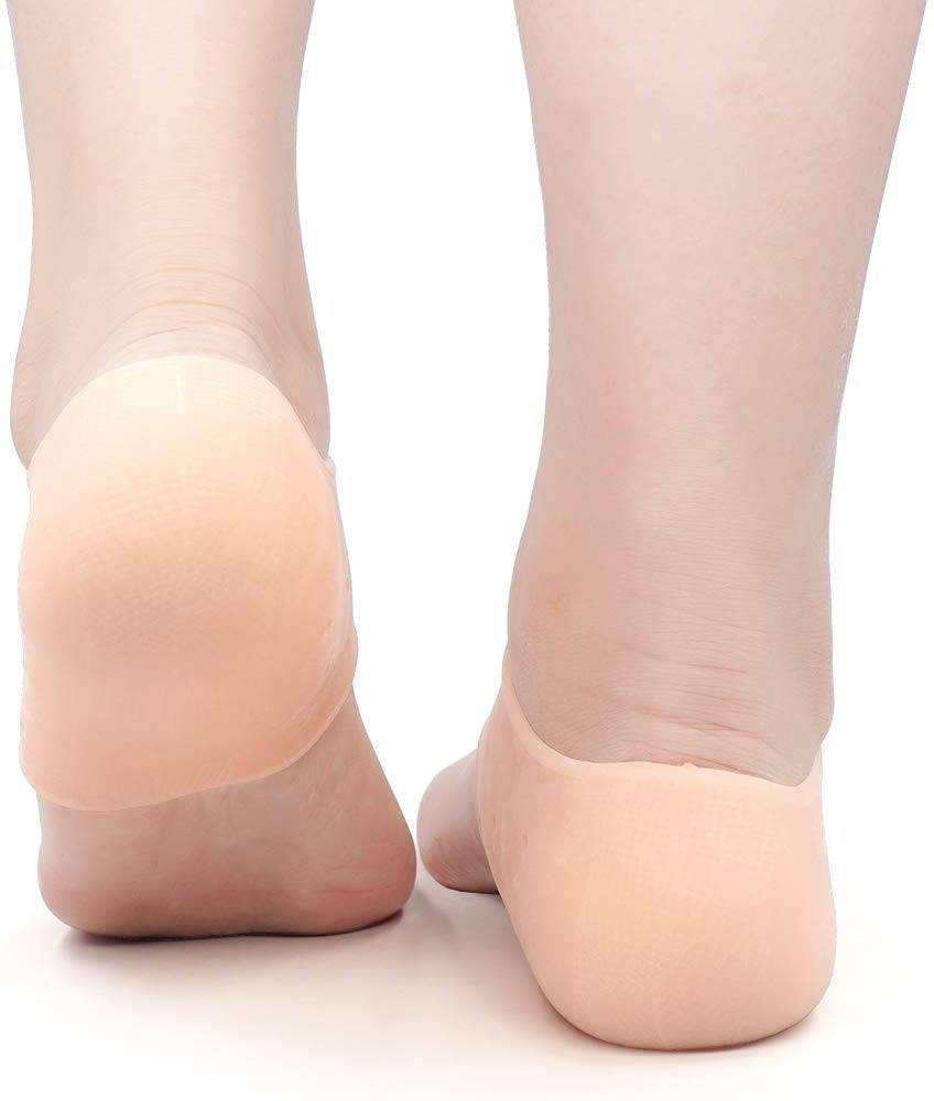 BESTAQUA Anti Crack Full Length Silicone Foot Protector Socks - Moisturizing Heel & Cracked Feet Care, Pain Relief Heel Pads for Dry Skin - Perfect for Overnight Foot Treatment, Diabetic Foot Care & Post-Pedicure Protection (Full Heel Design)