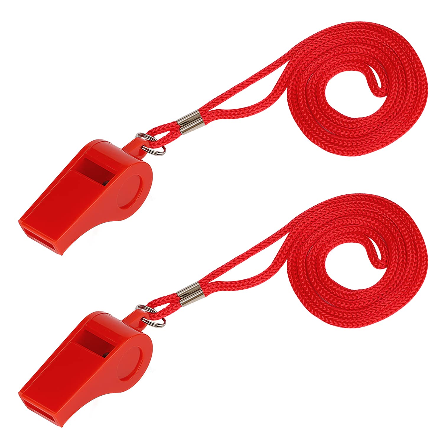 2 Pack Loud Sports Whistles with Lanyard - ABS Plastic Referee Whistle for Kids, Coaches, Teachers & Dog Training - Emergency Survival & Outdoor Sports Accessories (Red) - Perfect for Soccer Games, Hiking Safety & Pet Commands
