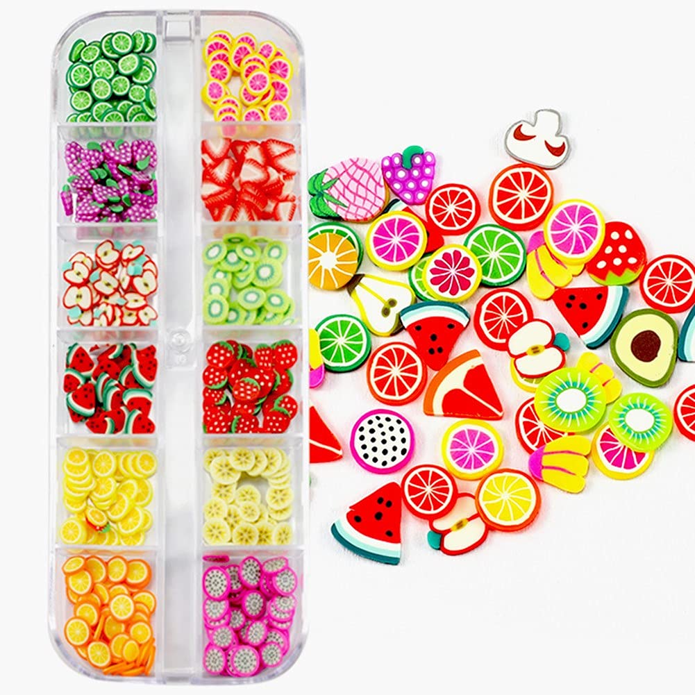 1 Box Dried Flowers & Fruit Slices for Nail Art - 3D Dry Flower Nail Stickers, Colorful Natural Real Flower Nail Decals, Fimo Fruit Slices Charms - DIY Nail Art Supplies & Slime Accessories for Manicure, Pedicure, Scrapbooking & Craft Projects
