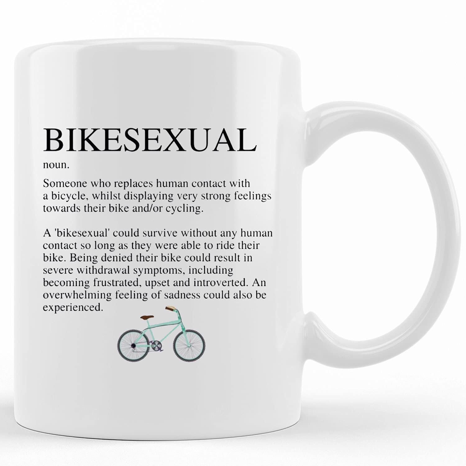 Personalized Bicycle Coffee Mug - Ceramic Novelty Cycling Gift for Bike Lovers - Perfect for Mountain Bikers, Road Cyclists & Bikesexuals - Great for Coffee, Tea or Hot Chocolate at Home, Office or Bike Shops