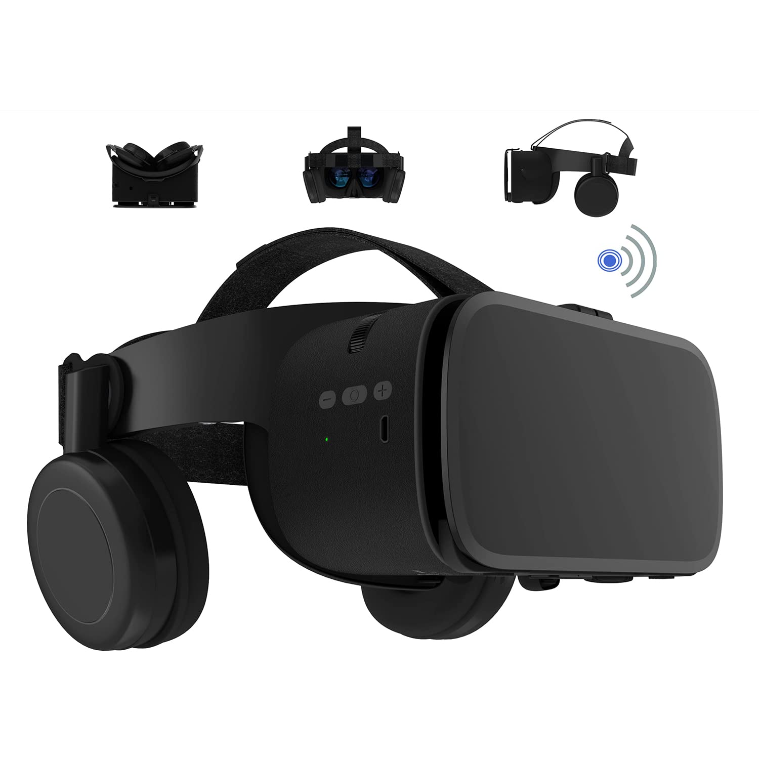 Wireless Bluetooth VR Headset for iPhone & Android - 3D Virtual Reality Glasses with Remote Control for Gaming & Movies | Compatible with 4.7-6.2 Inch Phones (Black) | Perfect for Home Entertainment, VR Gaming & Immersive Movie Watching