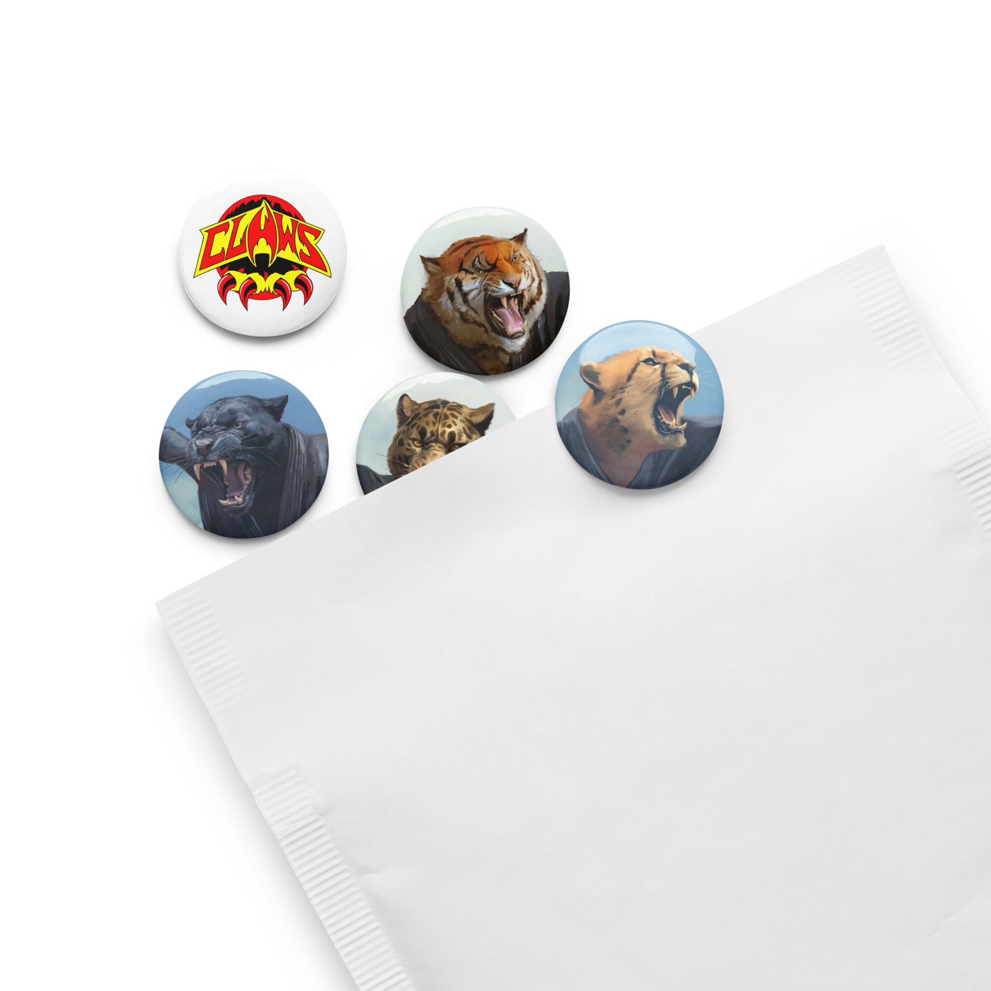 Zoo Jitsu Fighters CLAWS Pin Buttons Set - Cute Animal Martial Arts Enamel Pins for Backpacks, Jackets & Gifts - Collectible Badges for Anime Fans & Martial Arts Lovers