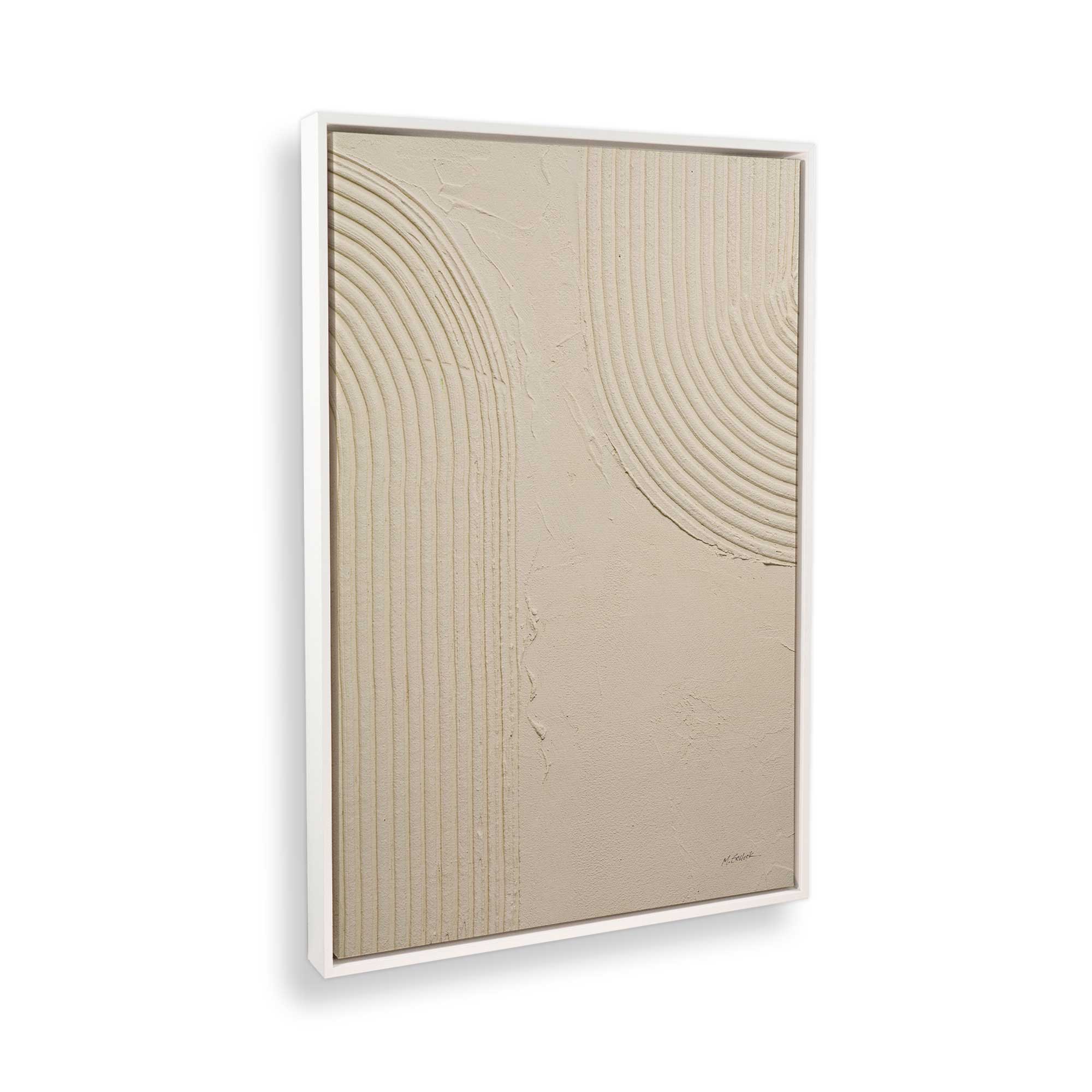 Beige Abstract Echoed Curves Canvas Wall Art Print - Modern Home Decor for Living Room, Bedroom & Office