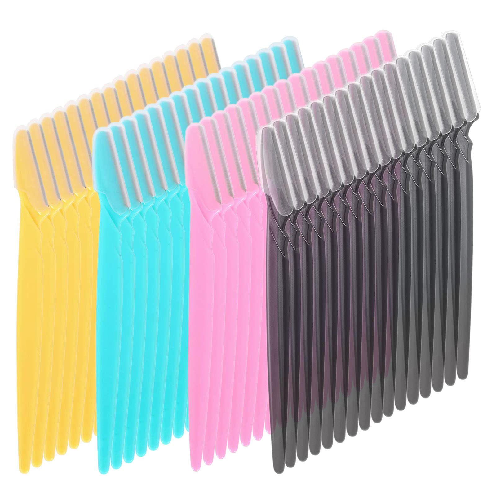 64 Pcs Facial Razors for Women & Men - Eyebrow Shavers, Dermaplaning & Exfoliating Tools with Precision Cover, 4 Colors - Perfect for Smooth Skin, Hair Removal & At-Home Spa Treatments