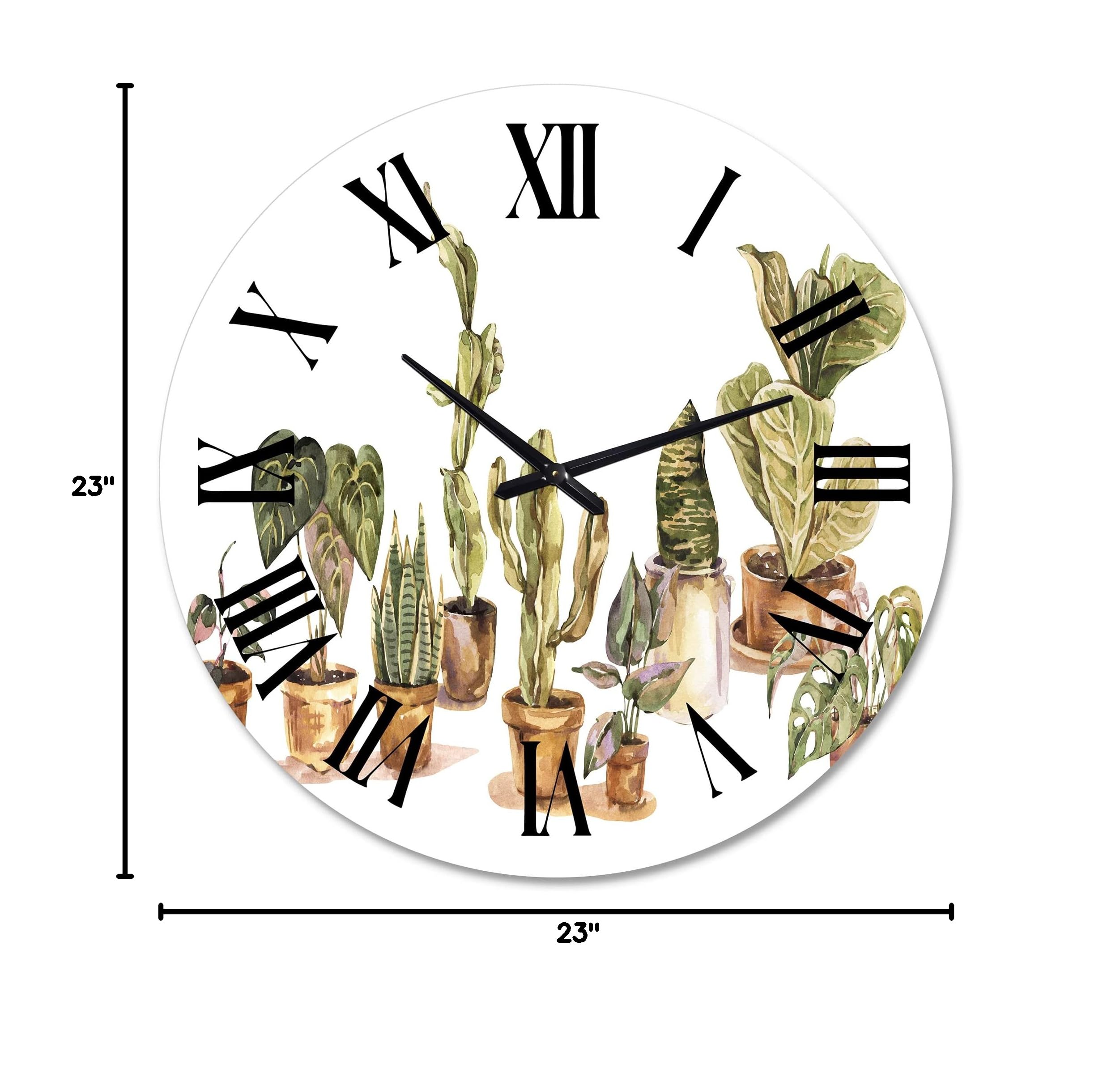 Large Floral & Botanical Wall Clock - Traditional Indoor House Plants Urban Jungle Design for Living Room, Bedroom, Office Decor | Perfect for Home, Office & Gift Giving