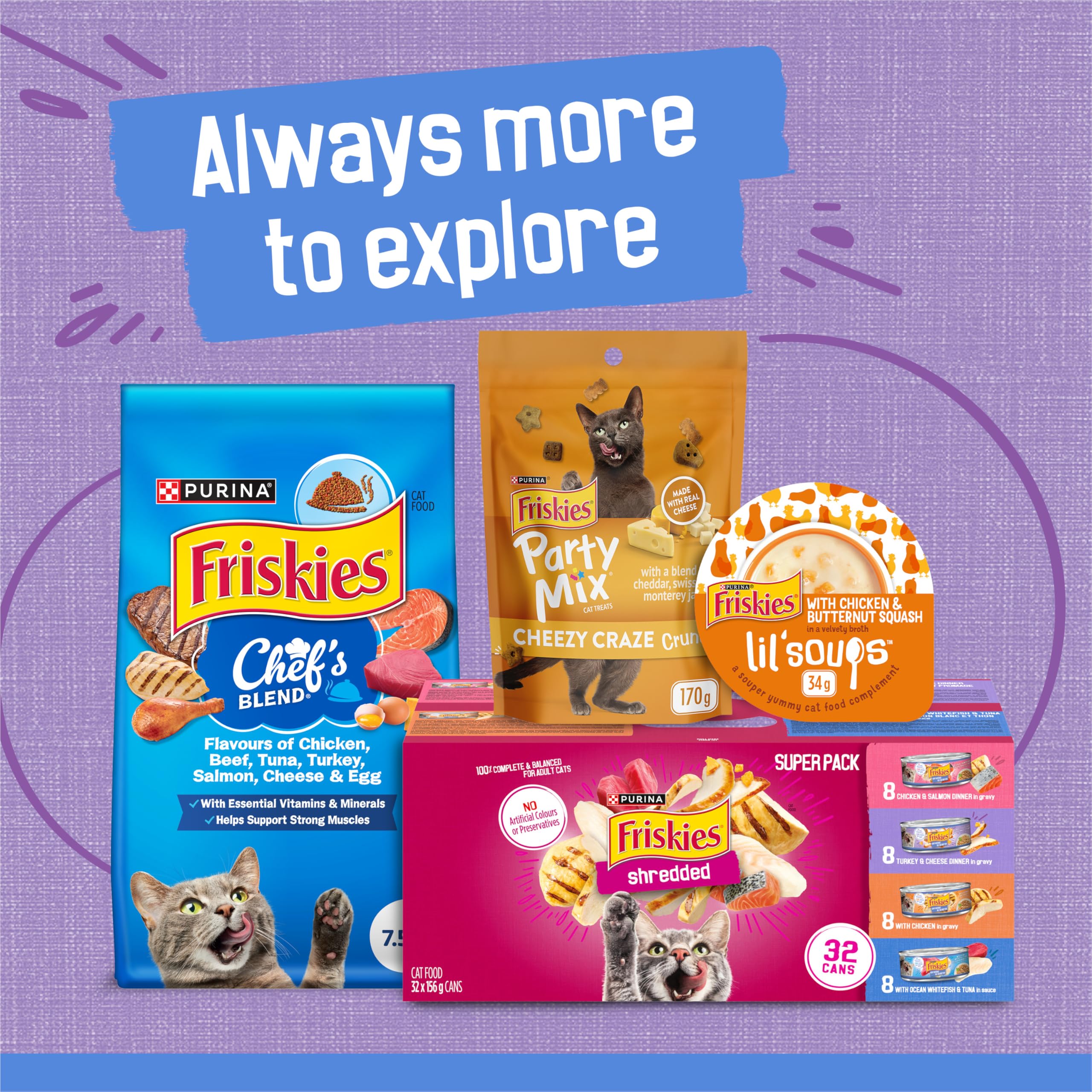 Friskies Shredded Wet Cat Food with Turkey & Cheese in Gravy - 24 Pack (156g Cans) | High Protein Meal for Adult Cats | Perfect for Picky Eaters & Daily Feeding