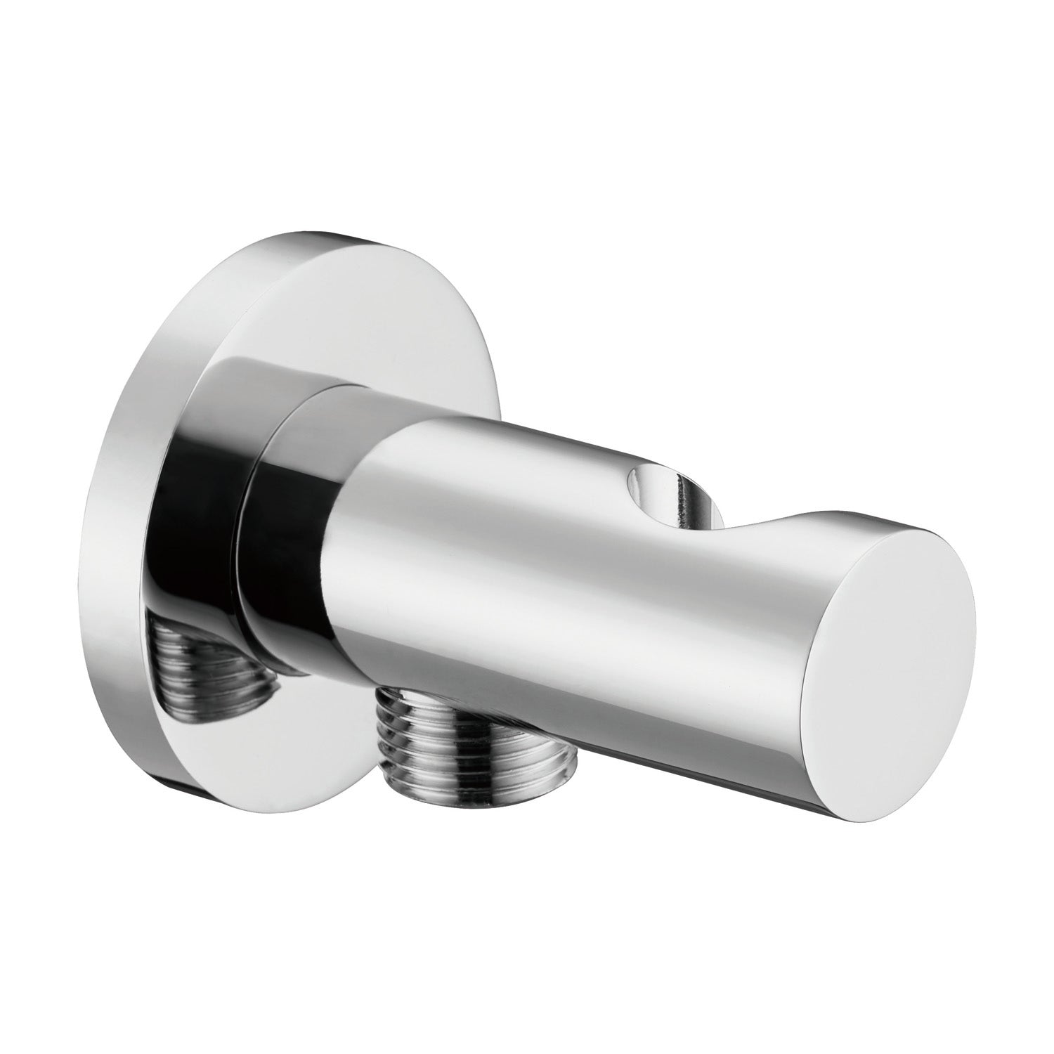 Dax 042 CR Brass Round Shower Holder with Hose Connector - Chrome Finish Bathroom Accessory for Wall Mount Shower Head Installation