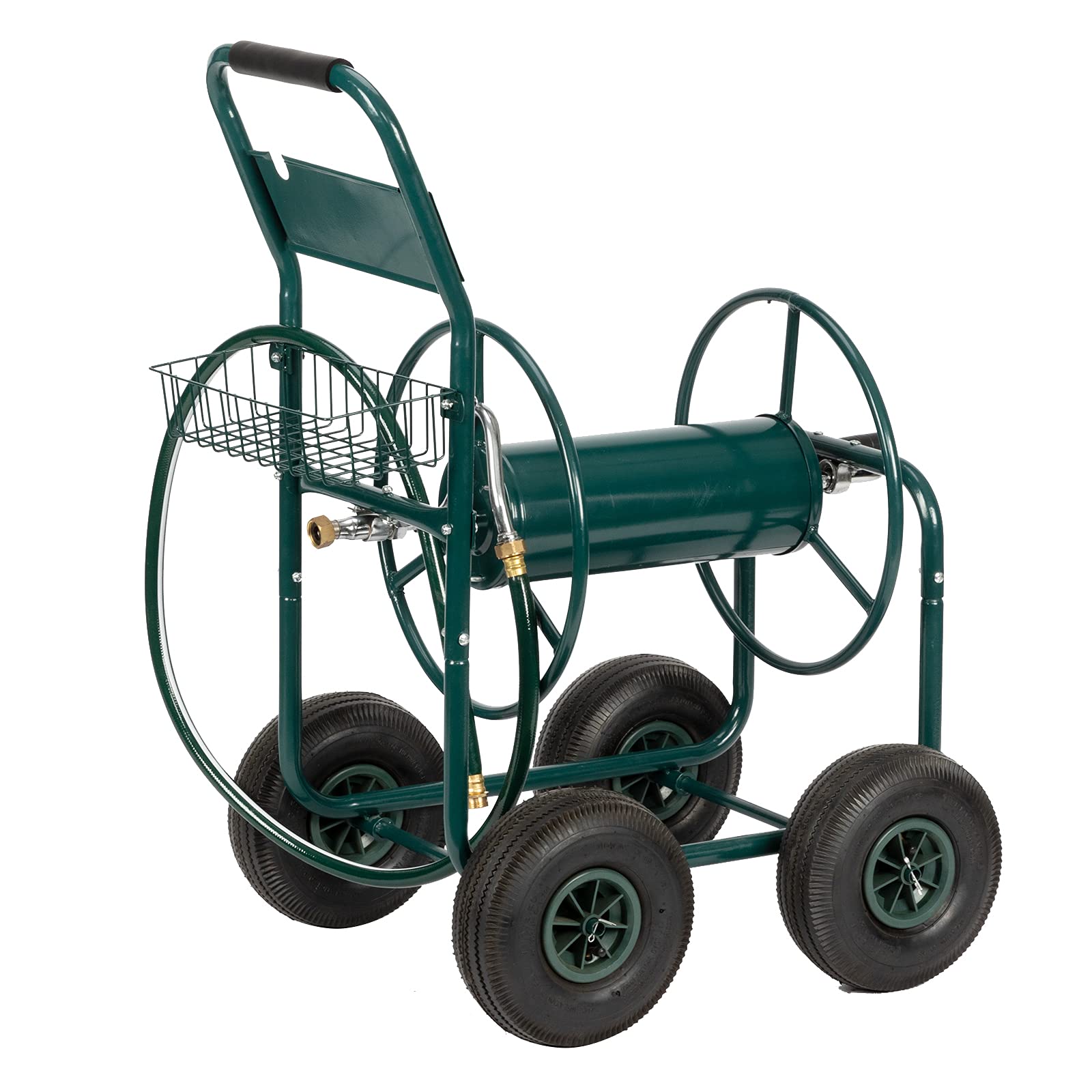 Heavy Duty 4-Wheel Garden Hose Reel Cart with 229ft 5/8