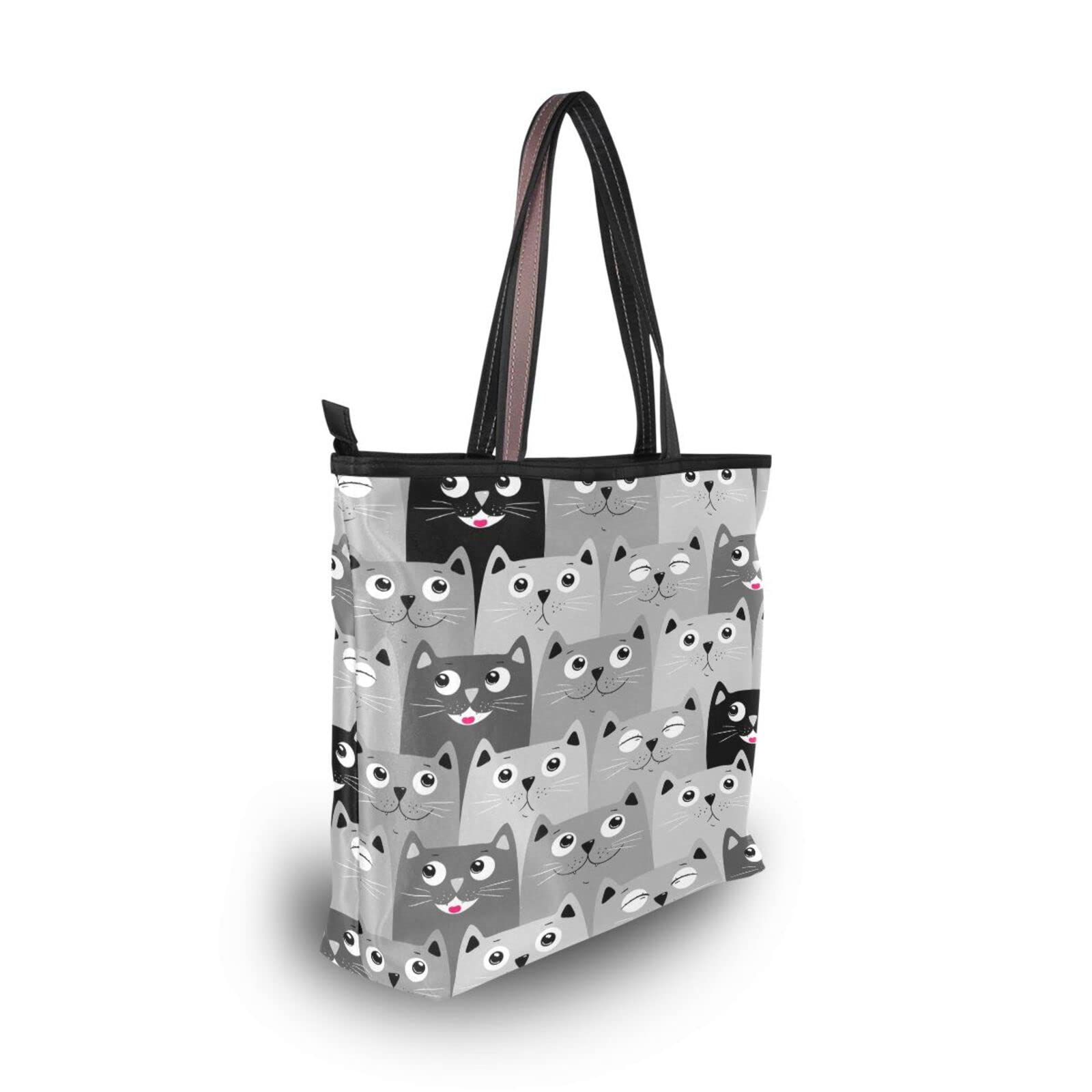 Stylish JSTEL Printed Tote Bag for Women - Large Zippered Polyester Handbag with Pockets - Perfect for Work, Travel & Shopping
