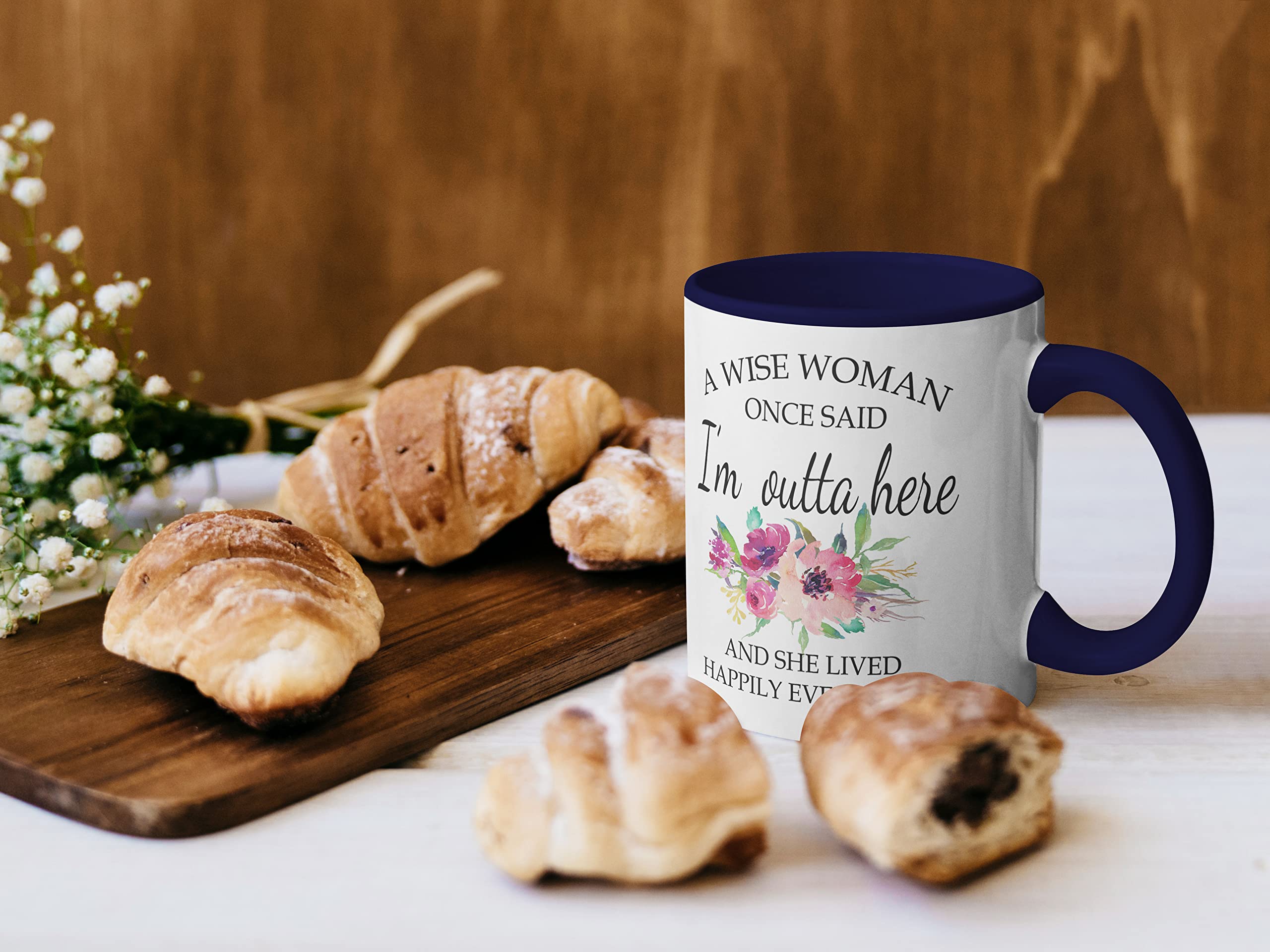 Funny Retirement Gifts for Women - Wise Woman Ceramic Coffee Mug (11oz, Navy Blue) | Dishwasher Safe | Perfect for Colleagues, Birthday & Christmas Presents | Great for Office Farewells & Relaxing Coffee Moments