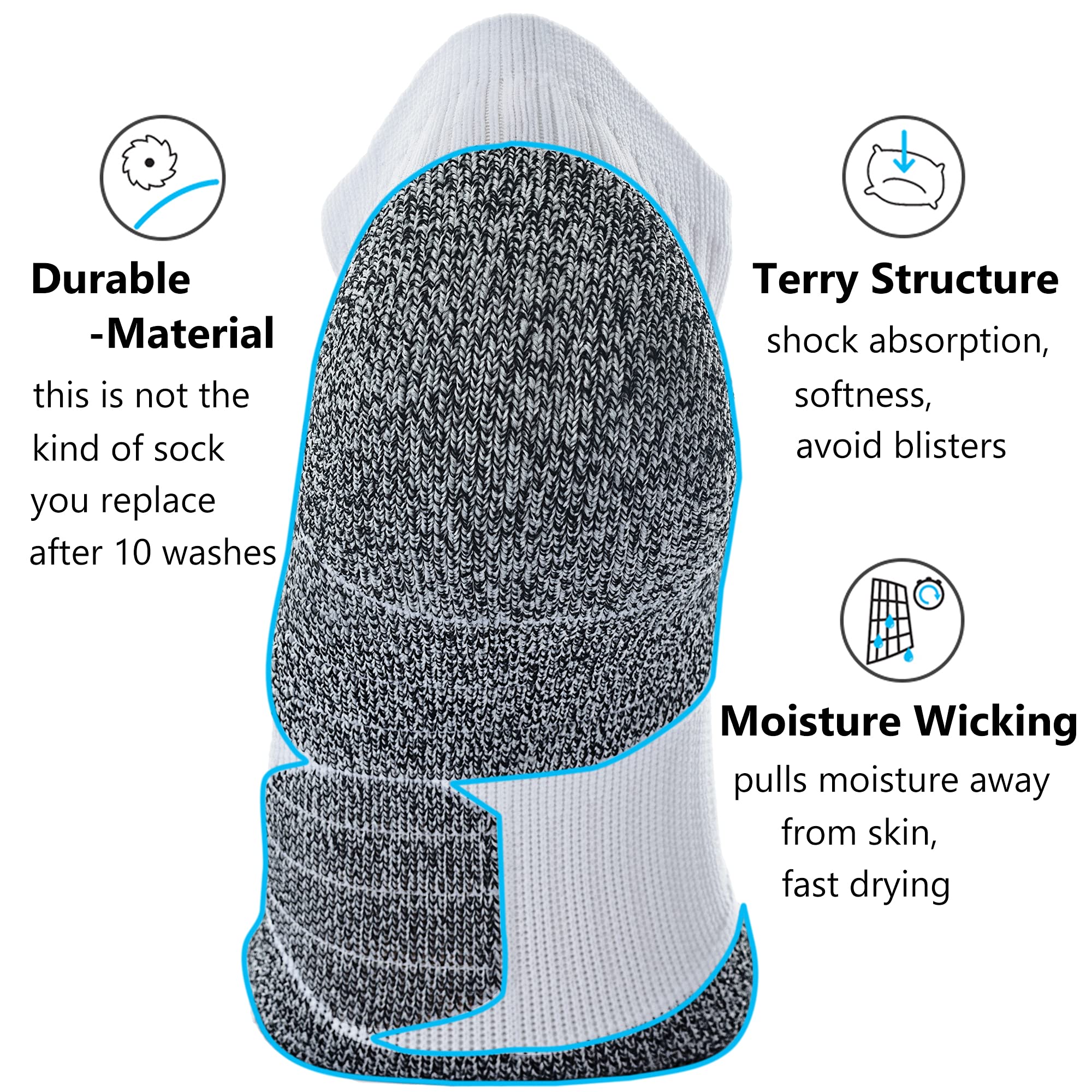 CWVLC Unisex Cushioned Compression Athletic Ankle Socks 6-Pack - Breathable Workout Socks for Running, Gym & Sports - Moisture Wicking & Arch Support for Men & Women