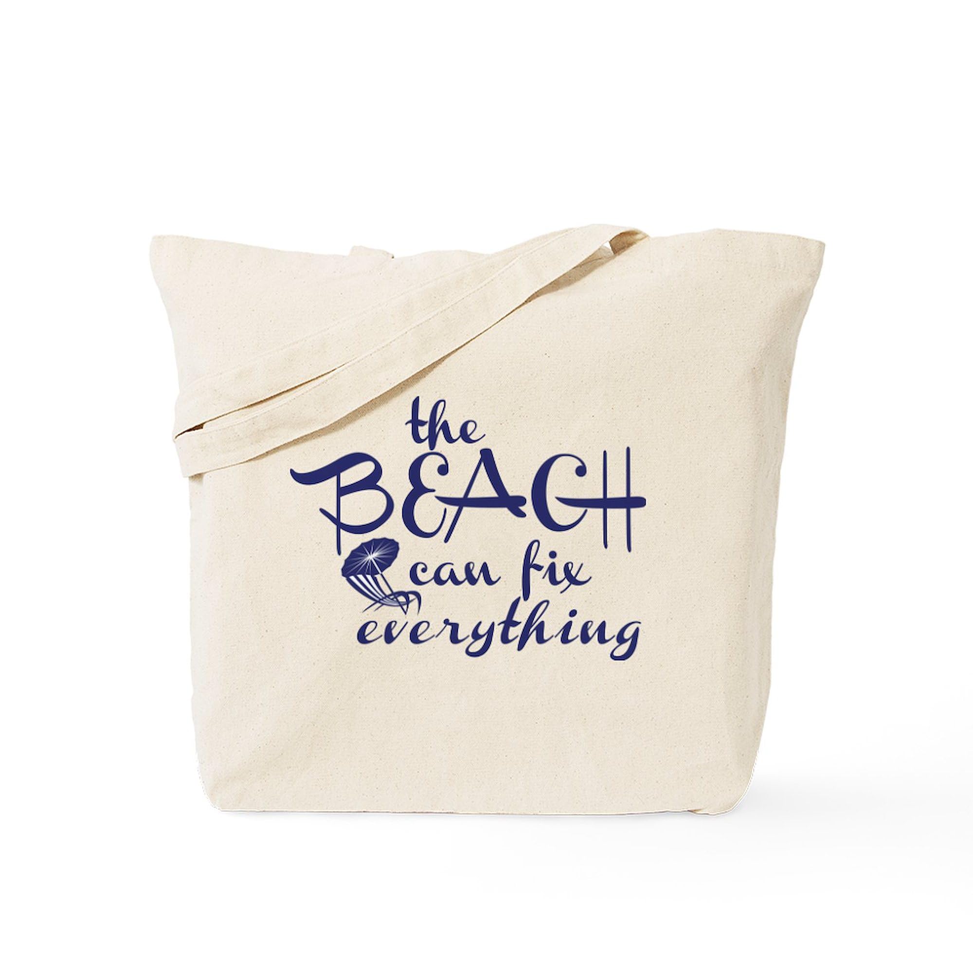Stylish Natural Canvas Tote Bag - The Beach Can Fix Everything - Eco-Friendly Reusable Shopping Bag for Beach Trips, Groceries & Daily Use