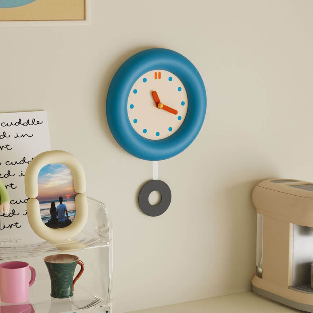Modern Blue Round Wall Clock for Home & Office Decor - Stylish Analog Clock for Living Room, Bedroom, Kitchen | Silent Non-Ticking Battery Operated Clock