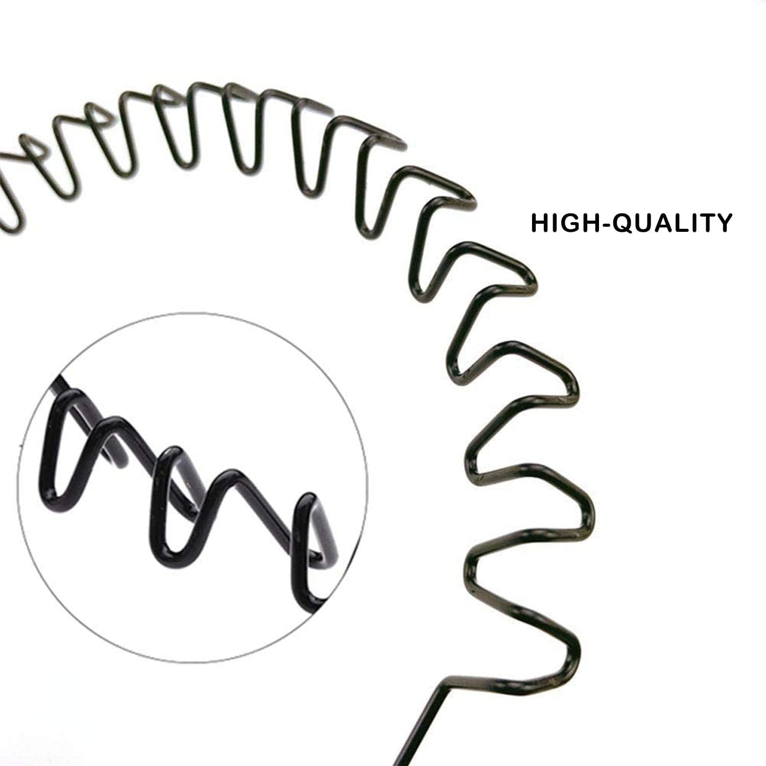 BELICIA Unisex Metal Elastic Non-Slip Wavy Spring Hair Hoops - 6 Pack Sports Hair Bands for Men & Women (Black) | Gym, Running, Yoga & Everyday Wear