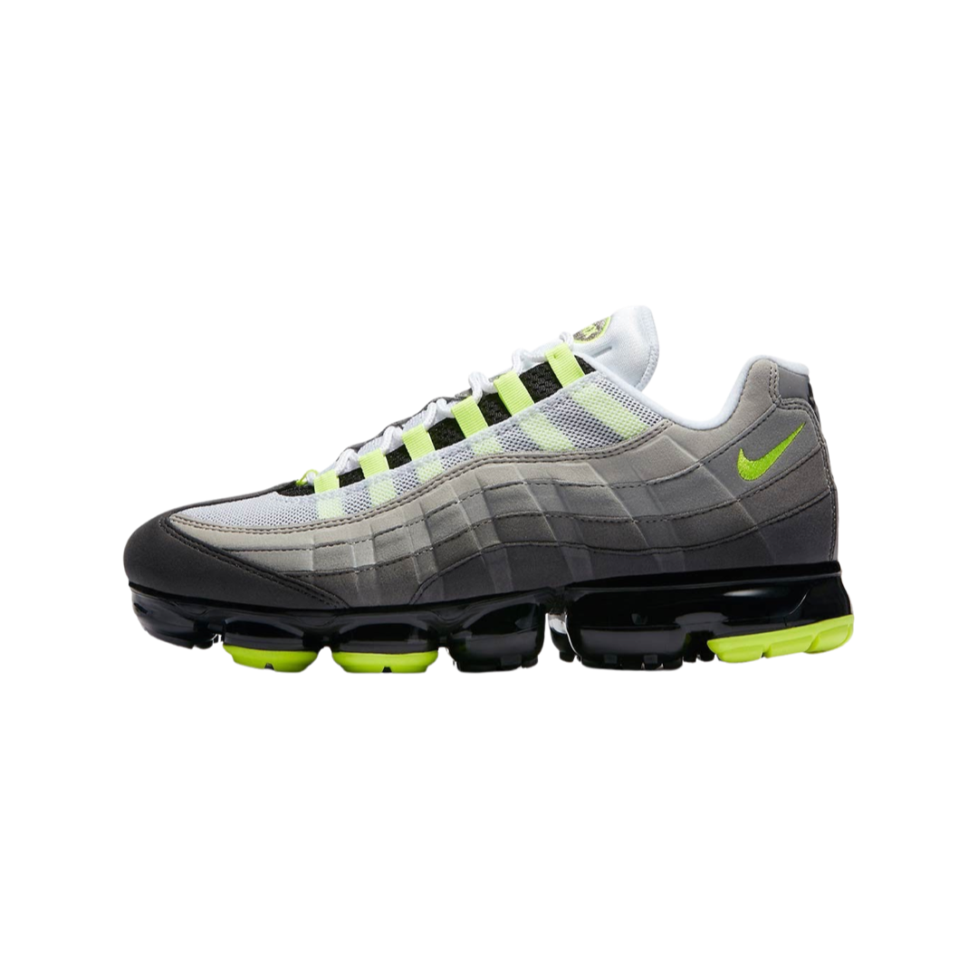Nike Air VaporMax 95 OG Neon Sneakers - Black/Volt/Medium Ash/Dark Pewter/Dust Granite | Men's Running Shoes for Gym, Workout & Casual Wear