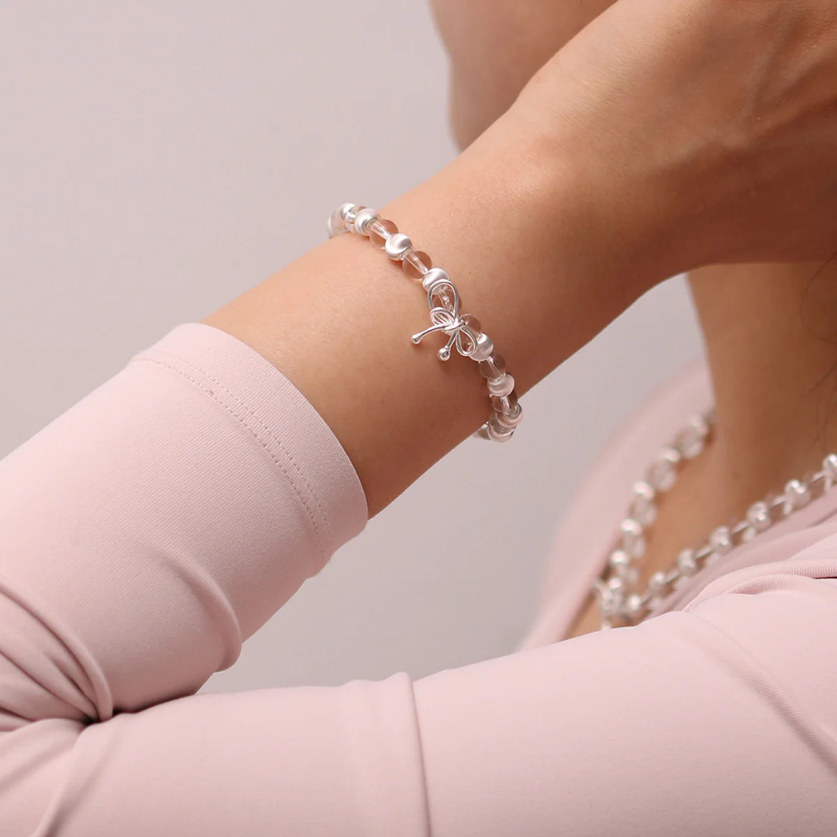 Elegant Silver Beaded Bow Set - Perfect for Hair Accessories, Gift Wrapping & Wedding Decor