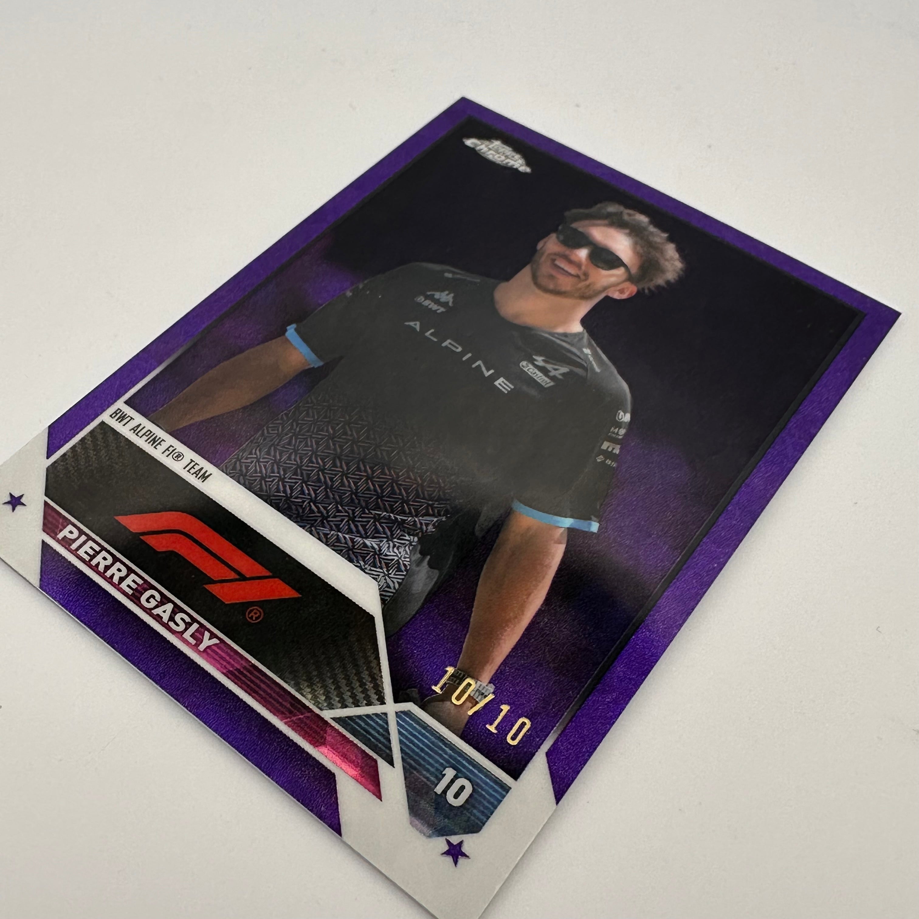 2023 Topps Chrome Sapphire Pierre Gasly #53 Purple 10/10 - Limited Edition Racing Driver Trading Card for Collectors & Fans