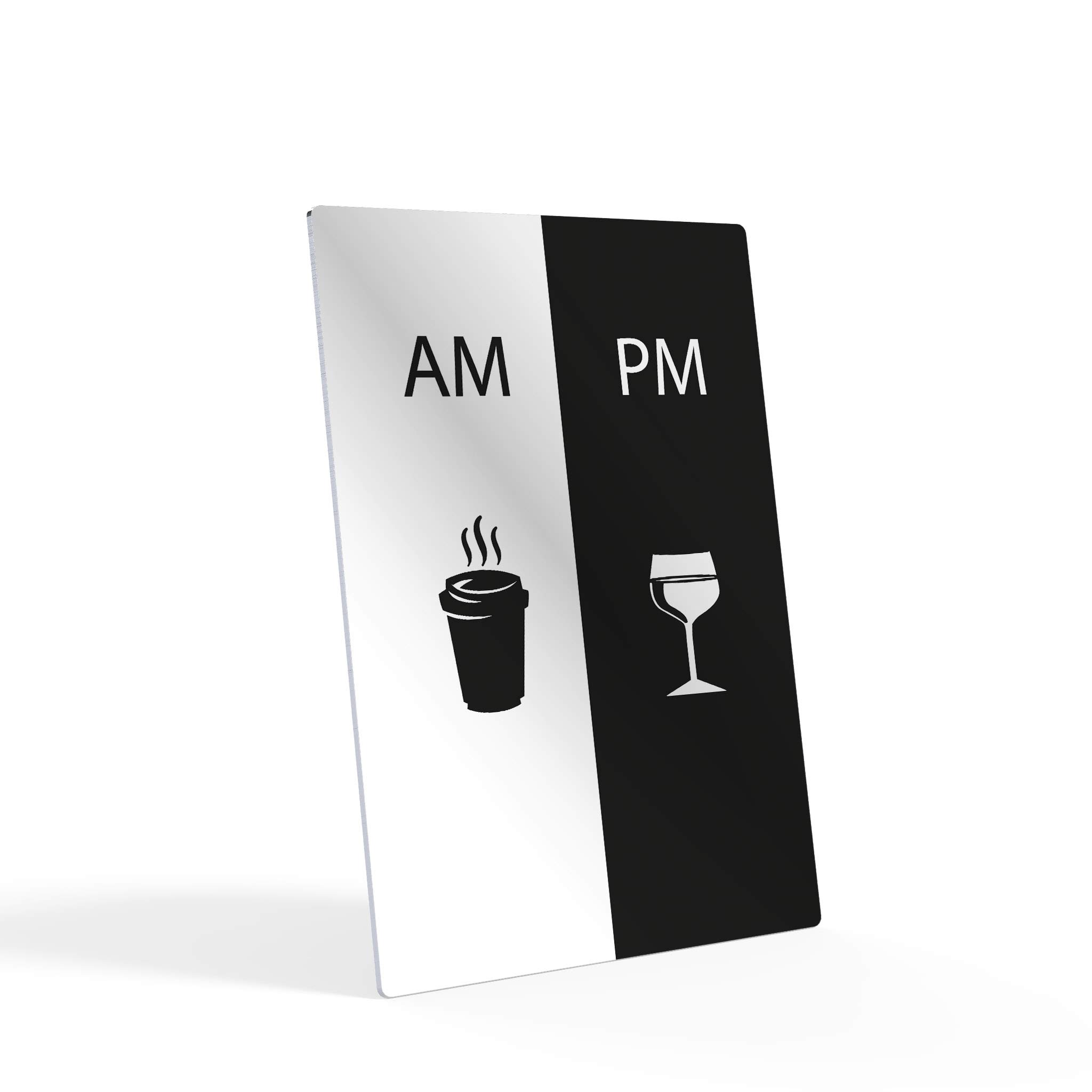 HB Art Design AM & PM Modern Black & White Coffee & Wine Metal Print Wall Art - 40x30 Inches - Coffee Bar, Kitchen, Dining Room & Restaurant Decor - Perfect for Home, Cafe & Coffee Shop Gifts