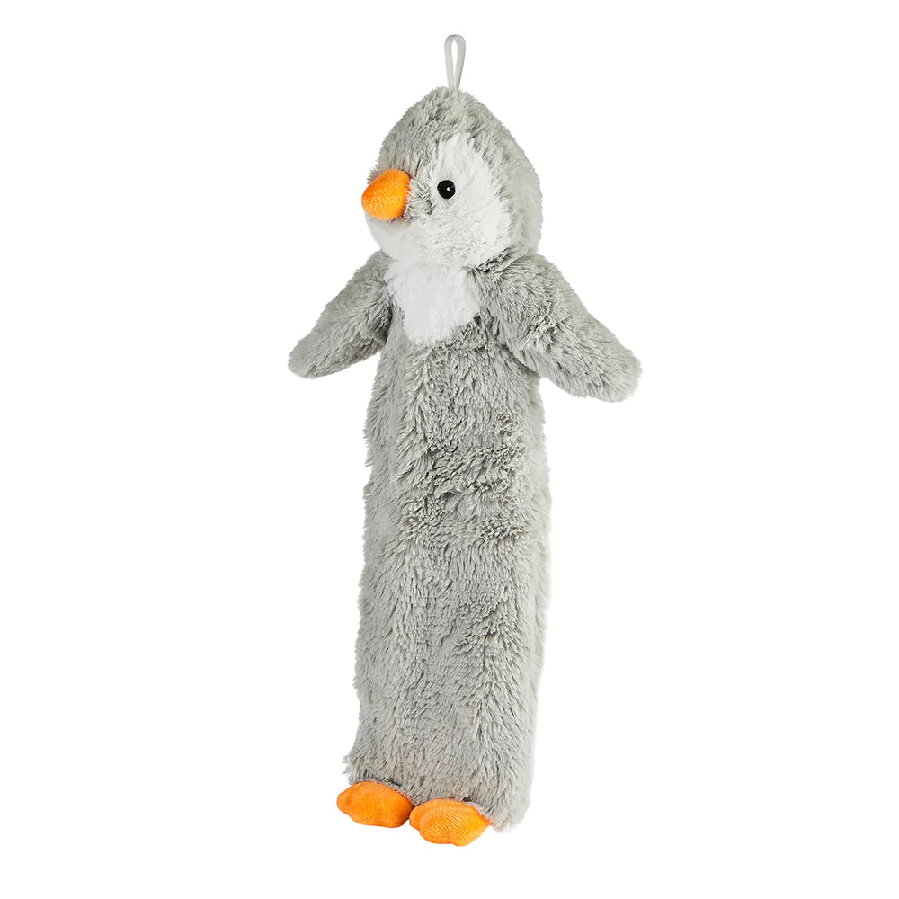 3D Midi Hot Water Bottle with Grey Penguin Faux Fur Cover - Warm & Cozy Pain Relief for Winter, Perfect for Cuddling on Sofa or Bed