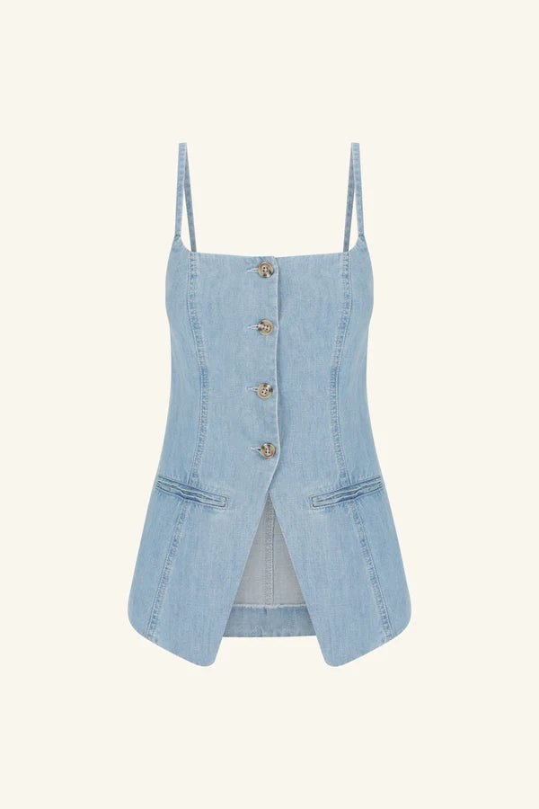 Ellsworth Tailored Top - Bleached Blue Women's Blouse | Elegant Casual Wear for Office & Date Night