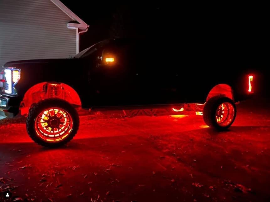 4FT RGB Multi-Color Changing LED Light Strips - 600 LEDs x4PCS, Dual Brightest Double Row Underglow Truck Wheel Lights for 15.5'' Tires | Perfect for Car Customization, Off-Road Vehicles & Nighttime Driving