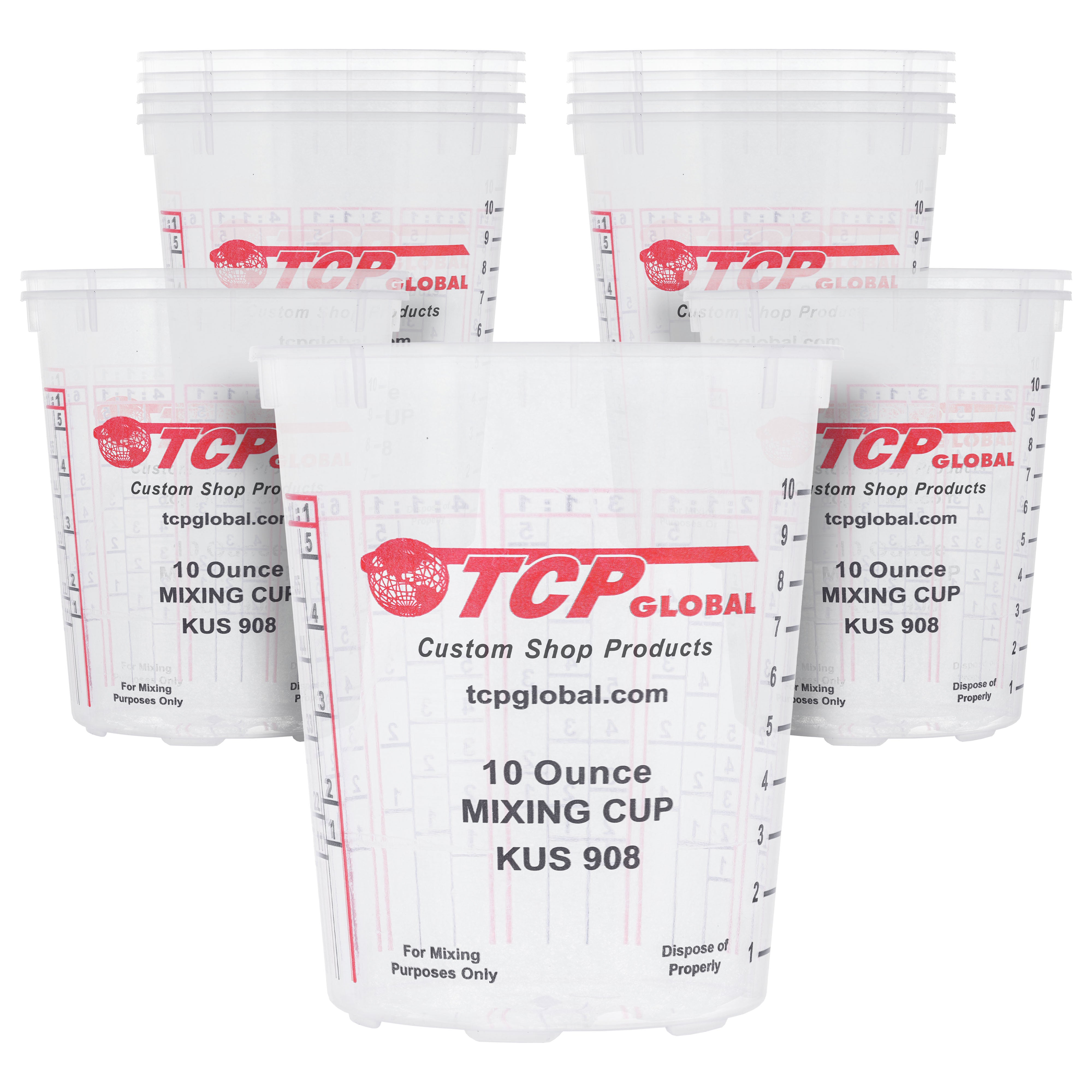 10oz Paint Mixing Cups (12 Pack) - Disposable & Reusable Plastic Measuring Cups for Automotive Painting, Epoxy Resin, Acrylic Arts & Crafts - Graduated with Mixing Ratios - Perfect for DIY Projects, Home Improvement & Professional Use