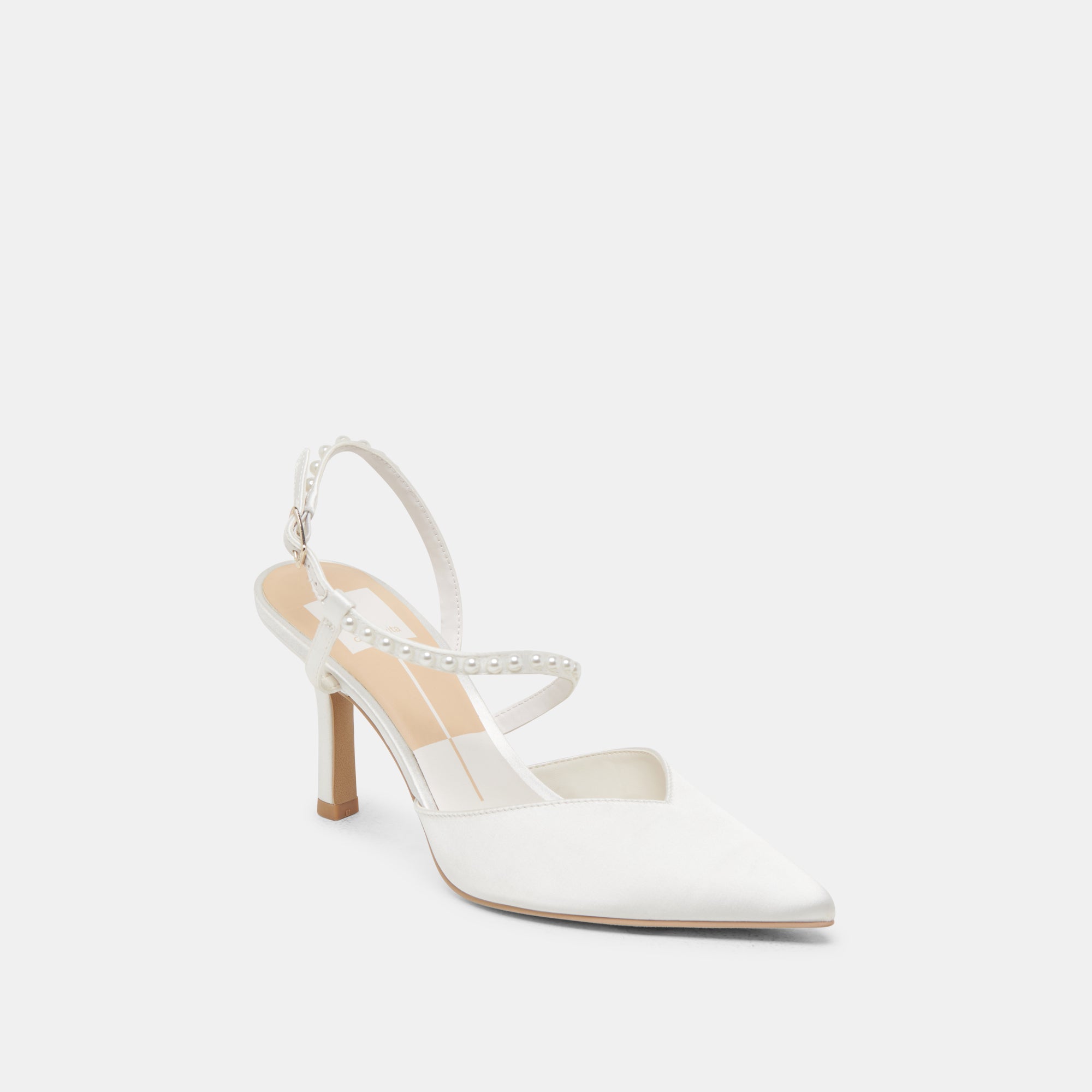 KAMRA Pearl Heels - Elegant True White Satin High Heels for Women | Perfect for Weddings, Prom & Evening Parties