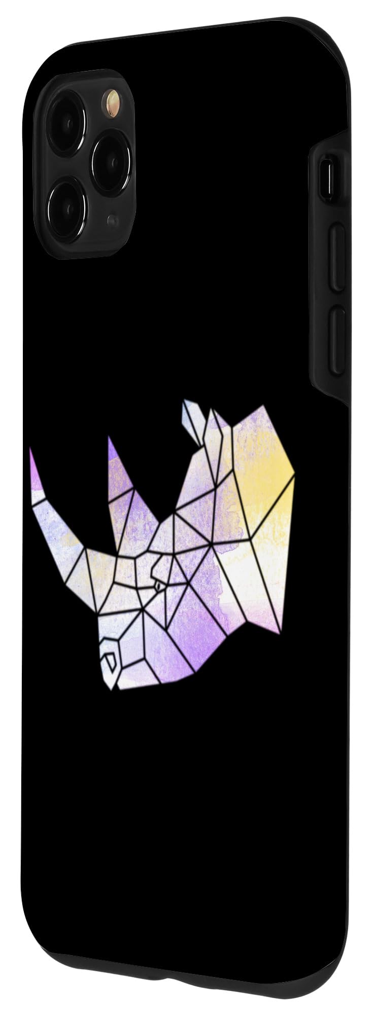 iPhone 11 Pro Max Case - Watercolor Rhino Geometric Design | Durable Rhinoceros Themed Phone Cover for Protection | Perfect Gift for Animal Lovers & Nature Enthusiasts