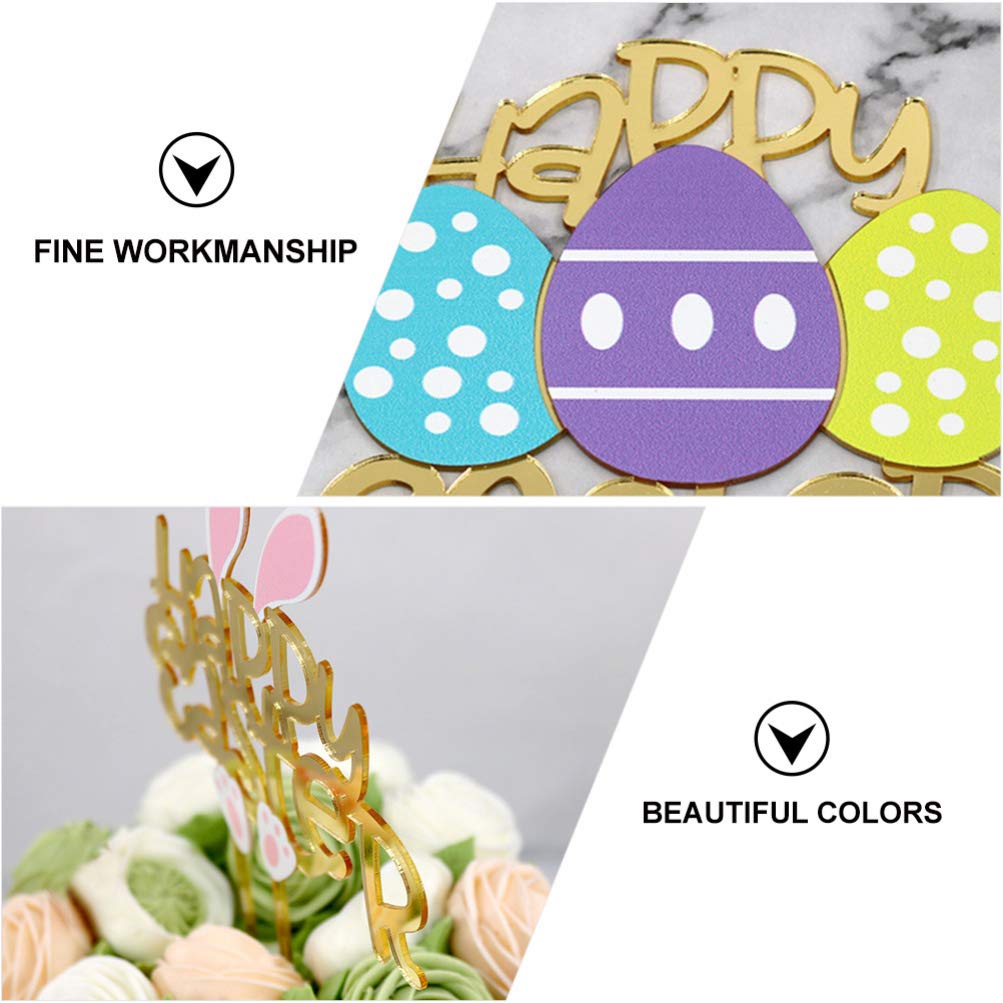 2pcs Easter Cake Toppers - Bunny & Egg Cake Decorations for Easter Desserts, Party Cakes, Cupcakes - Perfect for Easter Celebrations, Spring Parties & Holiday Baking