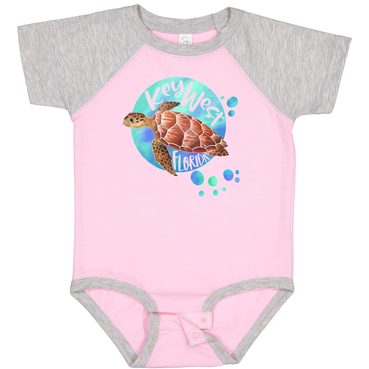 Inktastic Key West Florida Swimming Sea Turtle with Bubbles Baby Bodysuit - Cute Infant Onesie for Beach Vacation & Summer Outfits