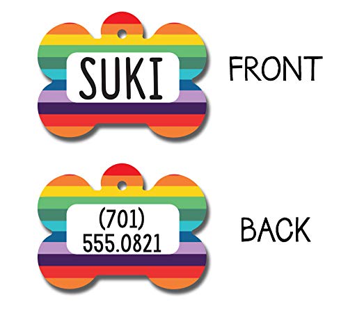 Custom LGBTQ Rainbow Dog Name Tag - Personalized Front & Back Engraving for Pride Pets & Supportive Pet Owners