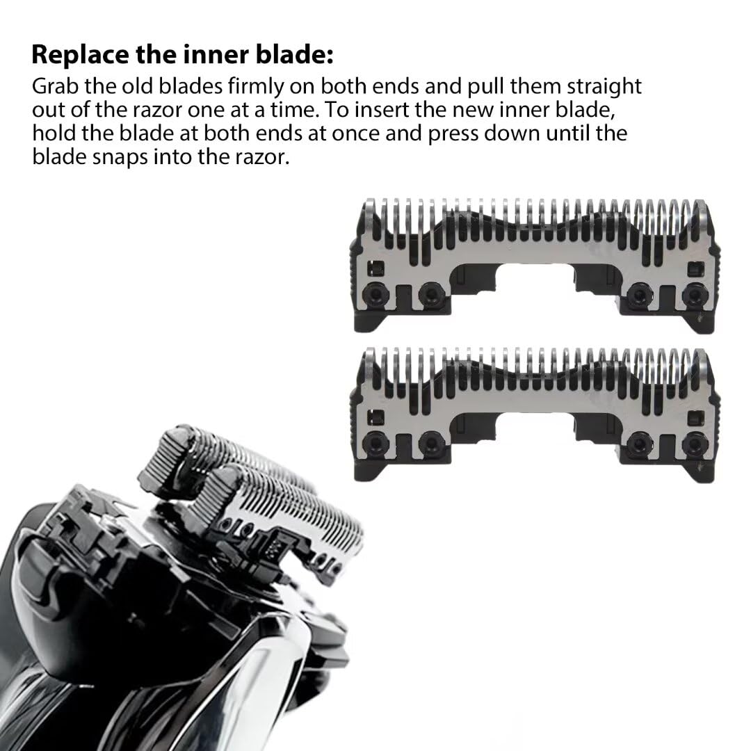 Qblahip 2PCS Replacement Shaver Razor Heads for Panasonic ES6002 ES6003 ES6013 ES6015 ES6016 ES-RT81 ES-RT51 ES-RT20 ES-RT30 ES-RT401 ES-RT60 - Men's Beard Trimmer Inner Blade Cutter for Smooth Shaving at Home or Travel
