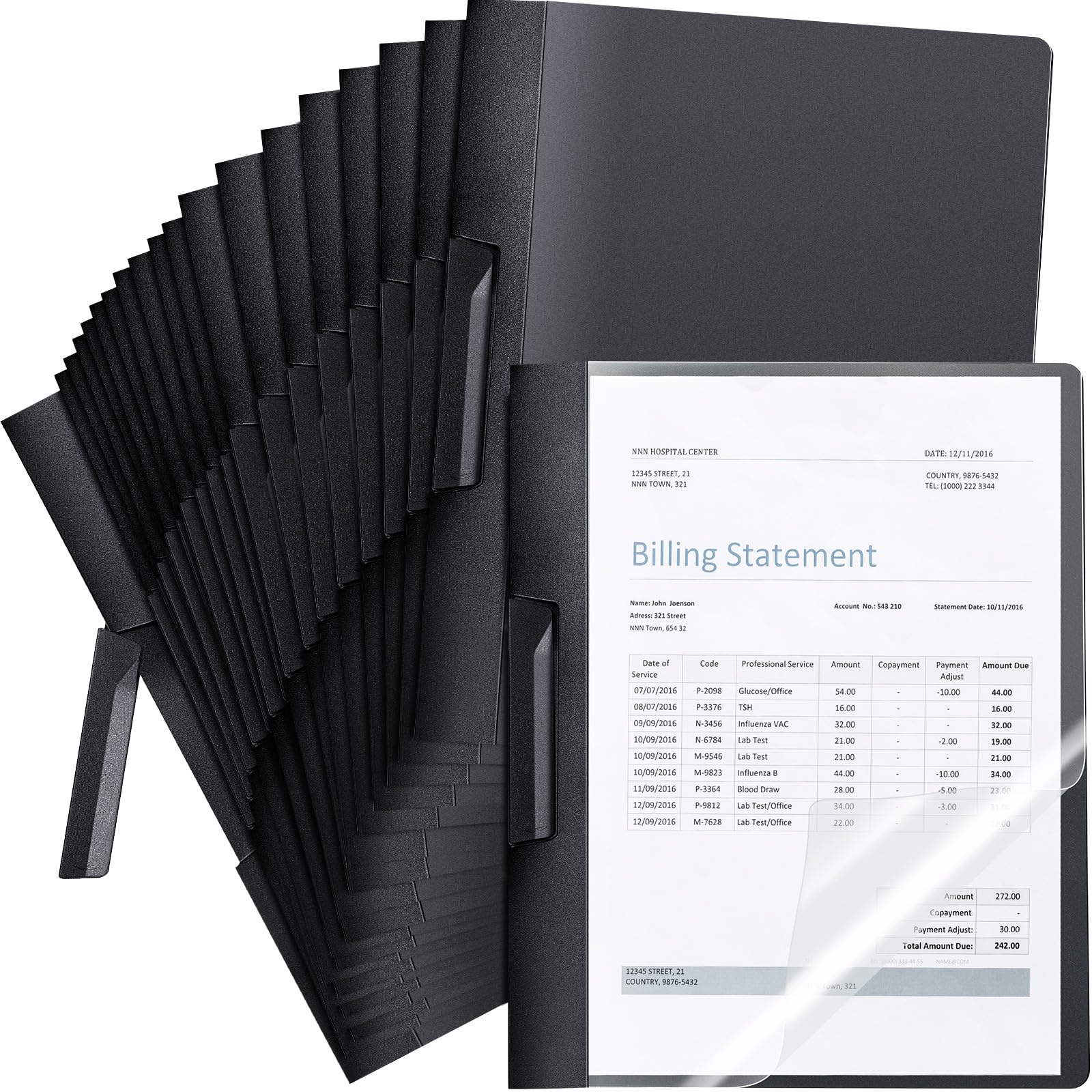Maitys 25 Pack Clear Report Covers with Clip - 11.4 x 9 Inch Transparent Presentation Folders for Letter Size Documents - Perfect for Resumes, Interviews, Reports & Office Organization (Black)