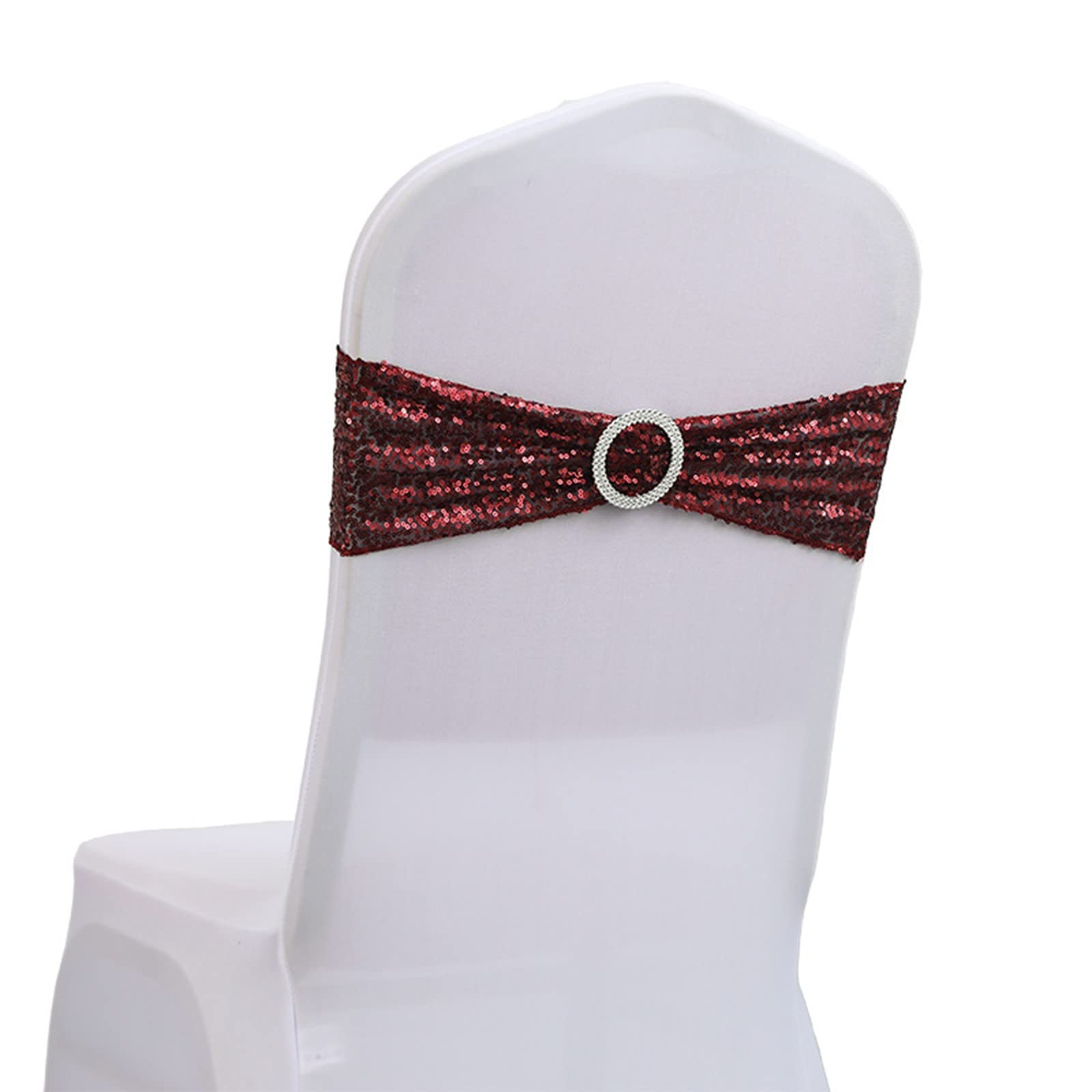 Elegant Gold Sequin Chair Covers with Bow & Flower Design - Elastic Bandage for Holiday, Bachelorette & Wedding Party Decorations - Perfect for Banquets, Bridal Showers & Special Events (One Size)