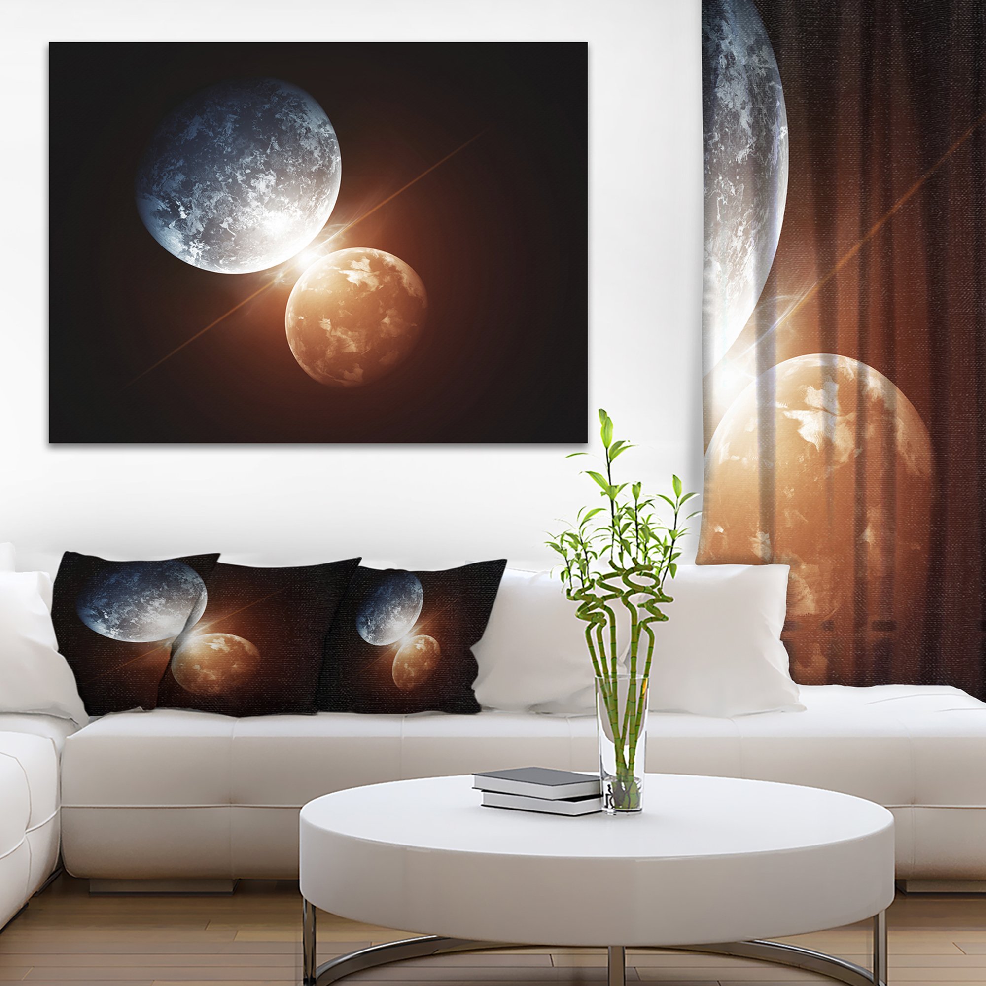 Kiss Between Two Planets - Stunning Space Canvas Art Print for Home & Office Decor | Astronomy Lover Gift | Living Room, Bedroom Wall Art