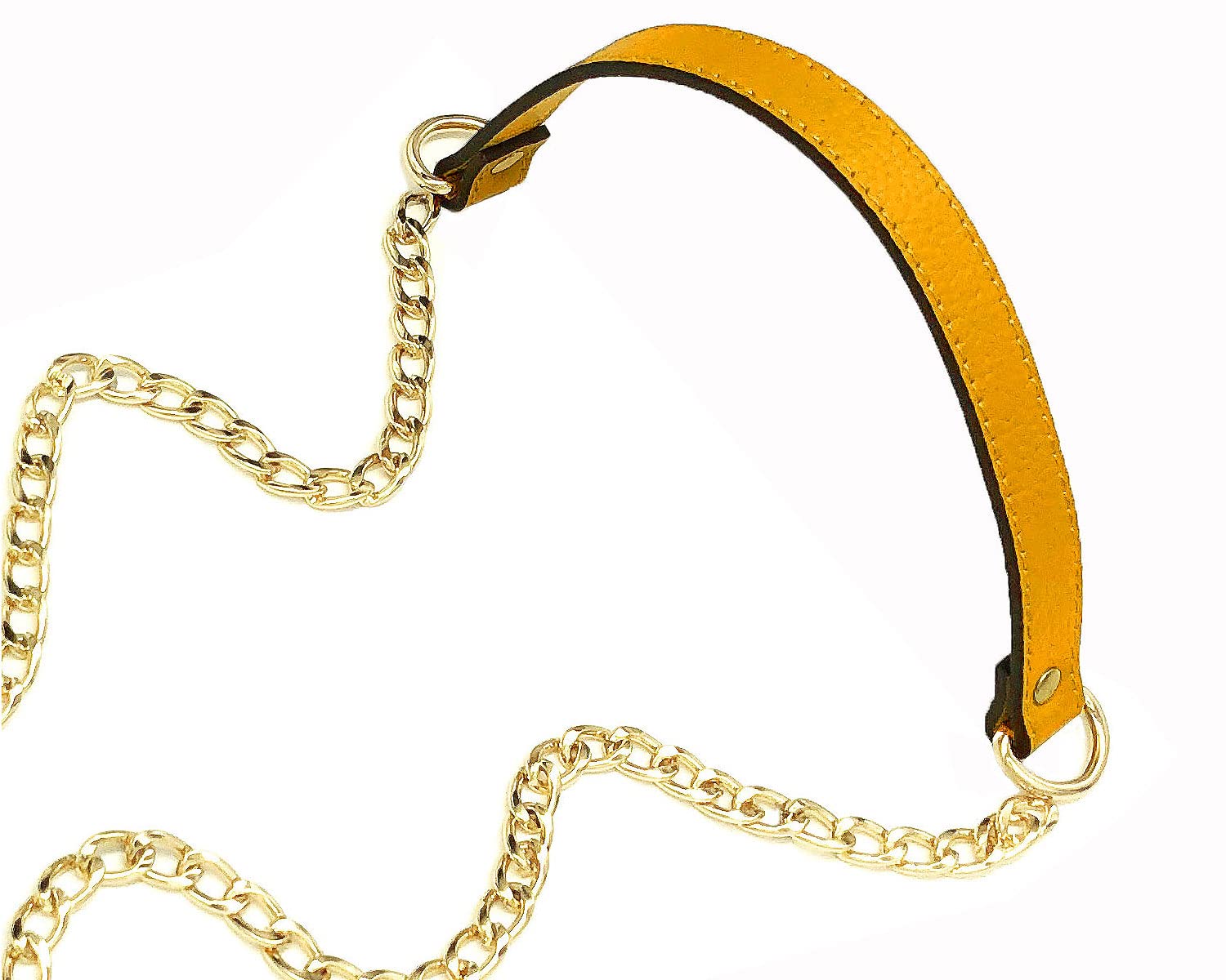 VanEnjoy 18MM Replacement Chain & Genuine Leather Shoulder Crossbody Strap for Handbags, Purses, Totes - Adjustable & Durable (Yellow) | Perfect for Everyday Use, Shopping, Travel & Fashion Accessories