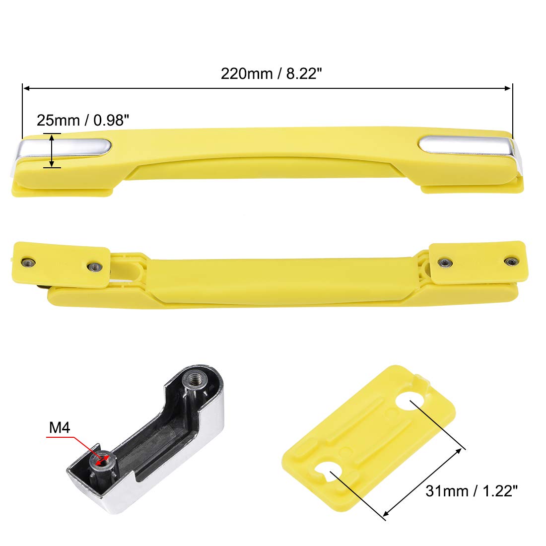 uxcell Luggage Handle Replacement - 220mm Suitcase Strap Grip (2 Pack, Yellow) | Durable Travel Accessory for Suitcase Repair & Smooth Rolling