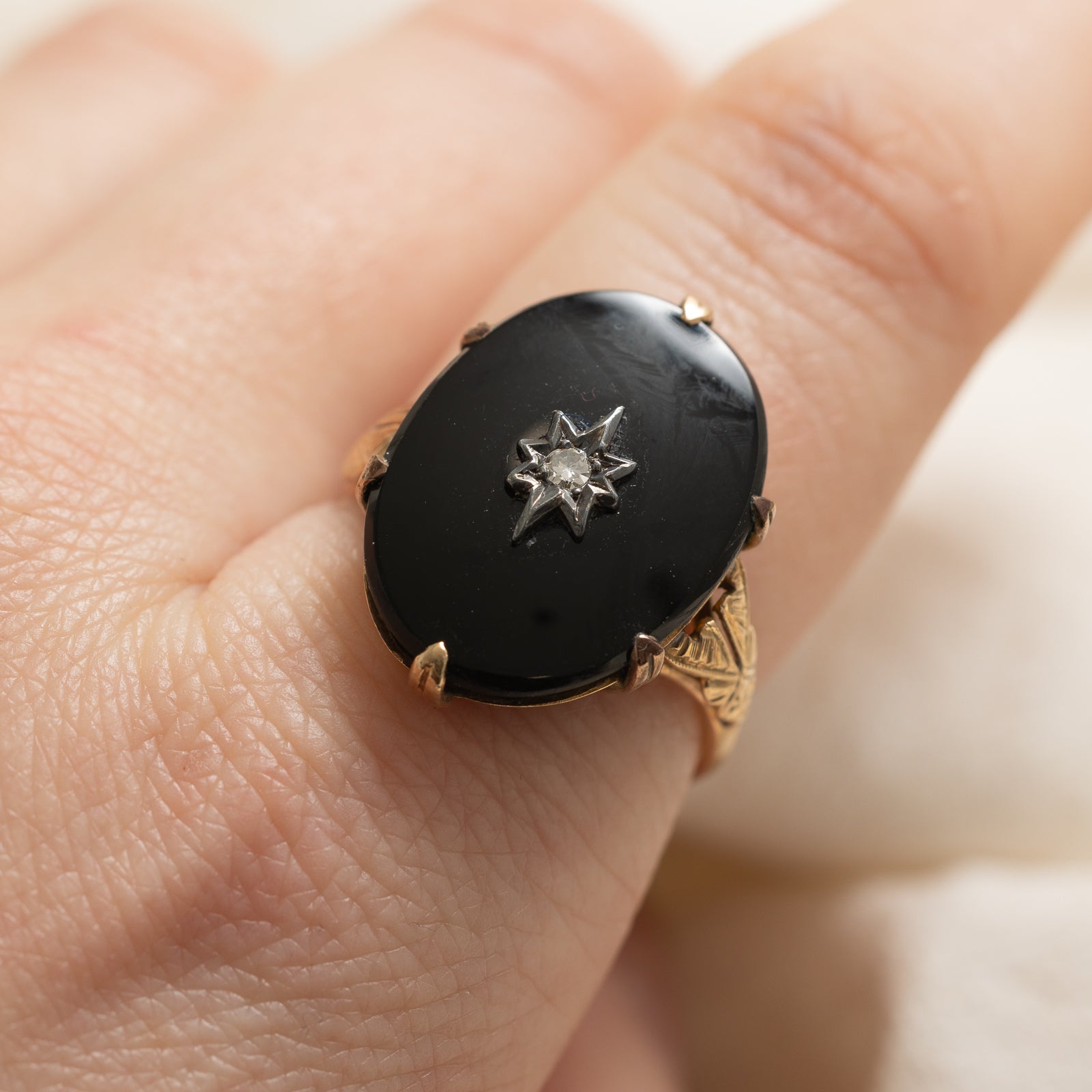 Onyx & Diamond Cocktail Ring for Women | 7.50ct Black Onyx & 0.04ct Diamond | Size 8 | Elegant Evening Party Jewelry for Weddings & Special Occasions