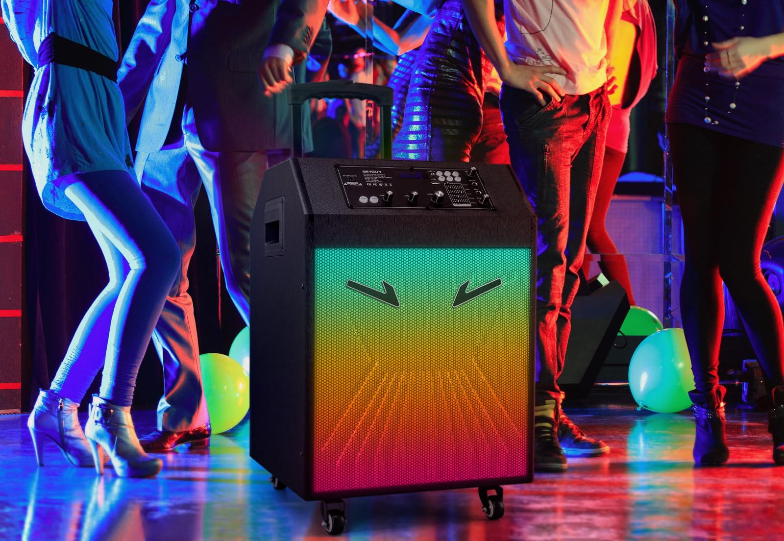 GTSK10-4 Professional Karaoke Machine with Wireless Microphones & LED Lyrics Display - Portable Bluetooth Speaker with Disco Ball, PA System, Smart TV Connectivity for Home, Church, School & Outdoor Parties | Perfect for Birthday Celebrations, Family Gatherings & Live Performances