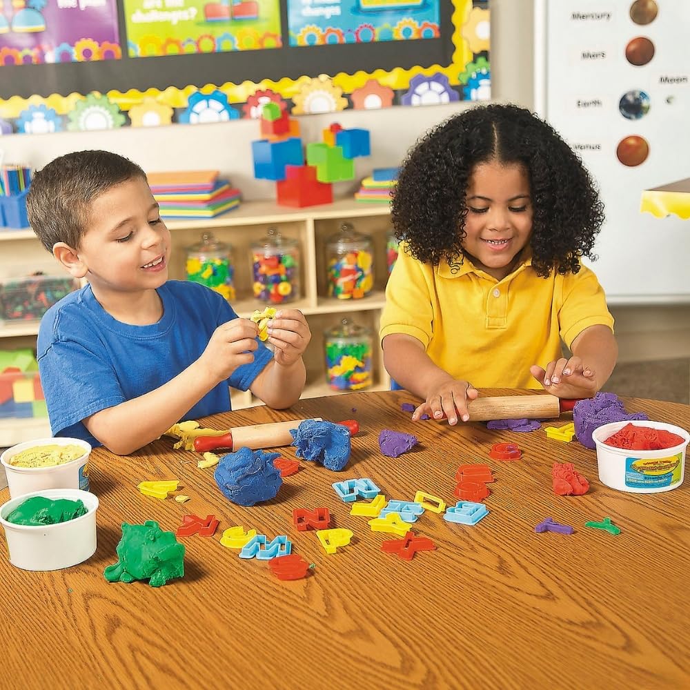 Fun Express 9-Inch Classic Wooden Dough Rollers with Red Handles for Kids - 6-Piece Set for Play Dough & Clay Activities - Perfect for Arts & Crafts, Preschool Learning & Sensory Play